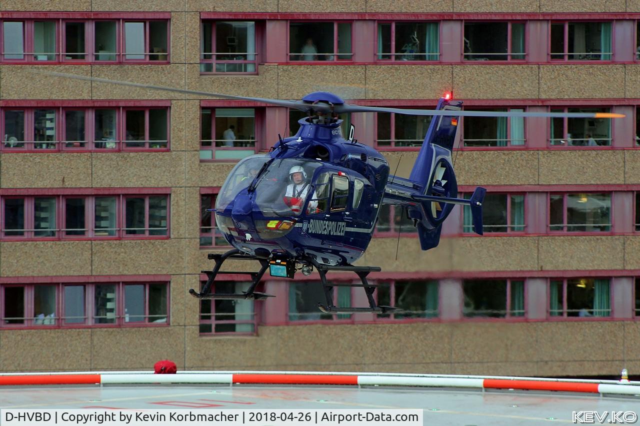 D-HVBD, 2000 Eurocopter EC-135T-2 C/N 0150, Replacemant Christoph3 ist departing Uniklinik Düsseldorf.