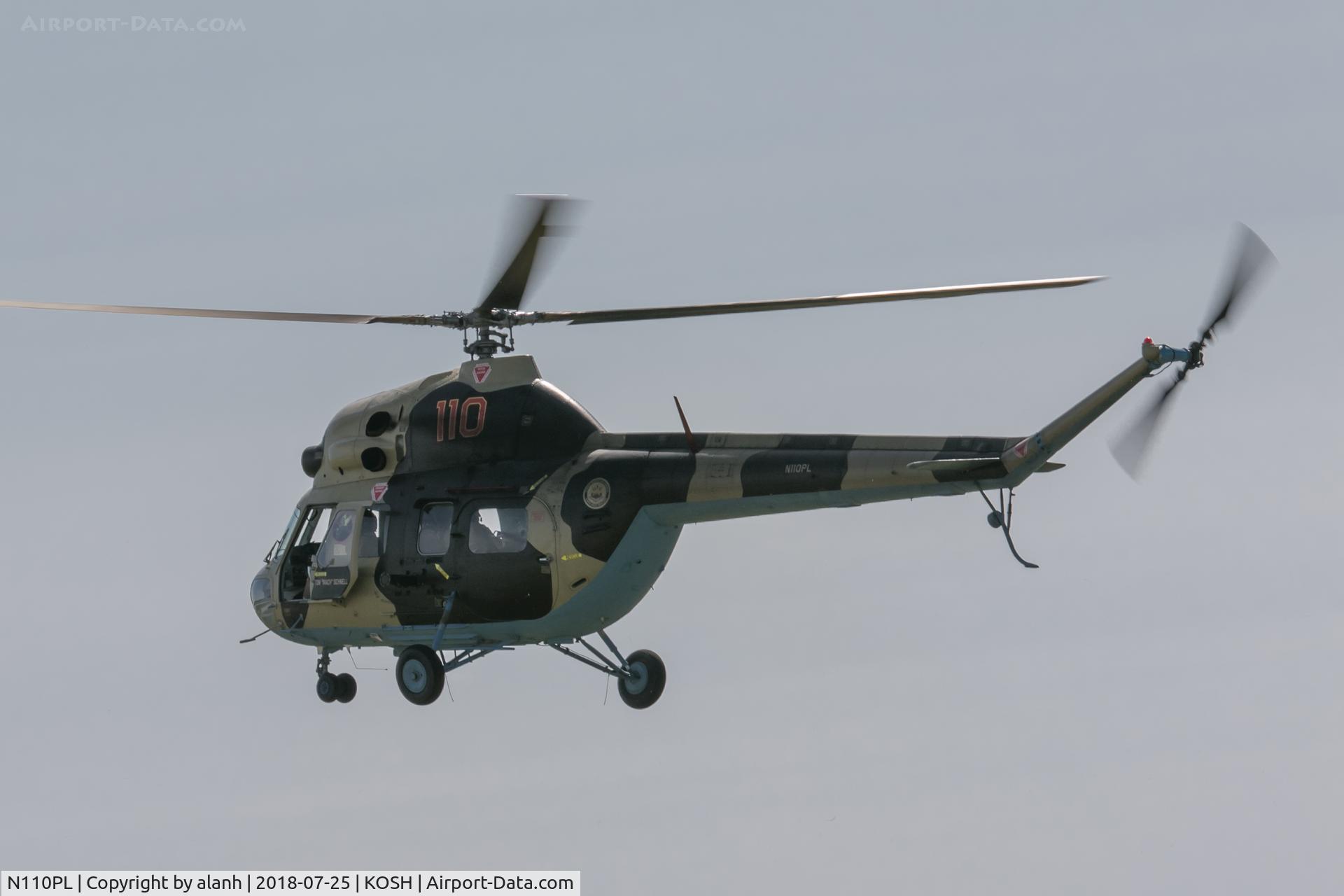 N110PL, 1974 PZL-Swidnik MI-2 C/N 563648094, Hoplite arriving at AirVenture 2018