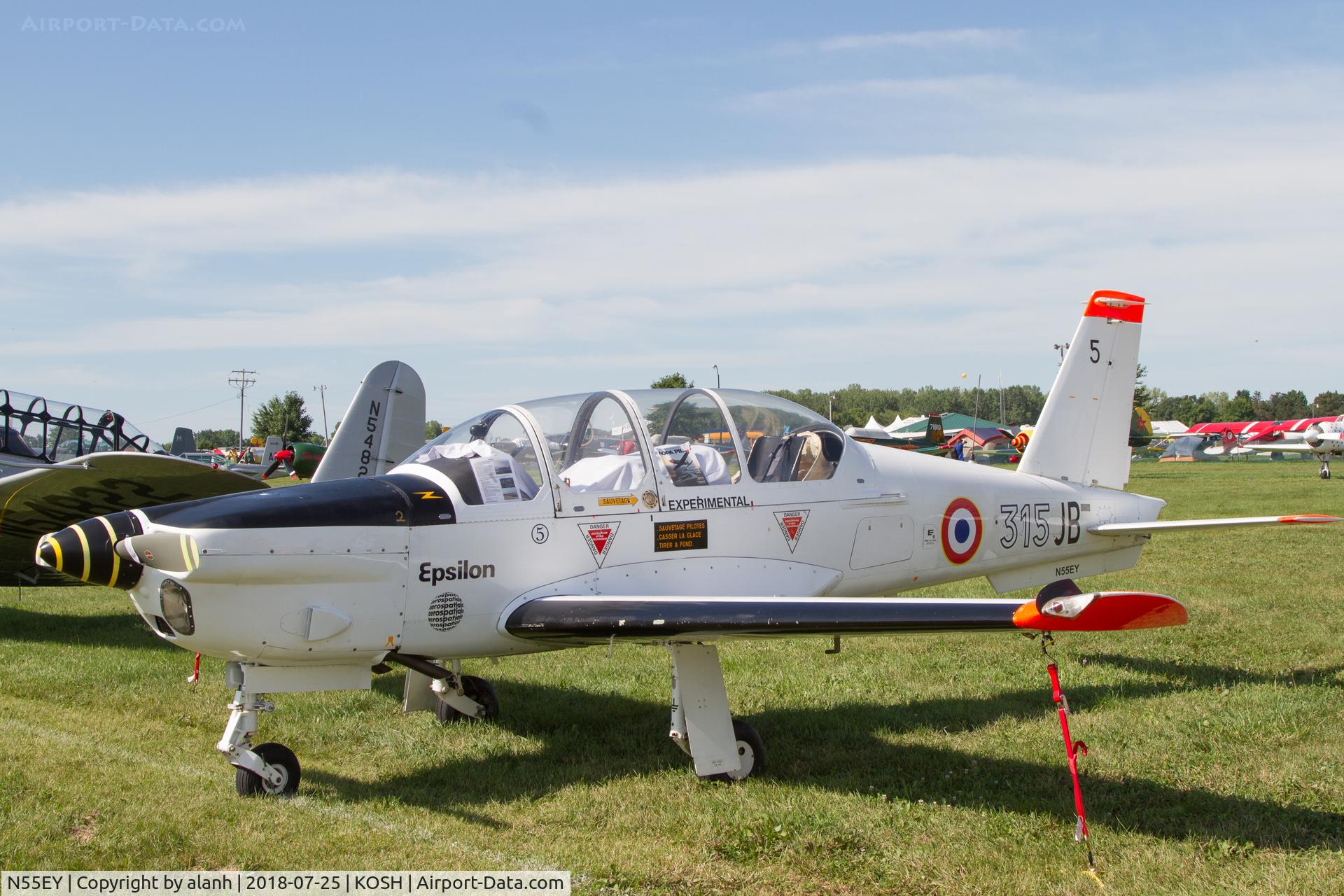 N55EY, 1984 Socata TB-30 Epsilon C/N 5, In the warbird area at AirVenture 2018