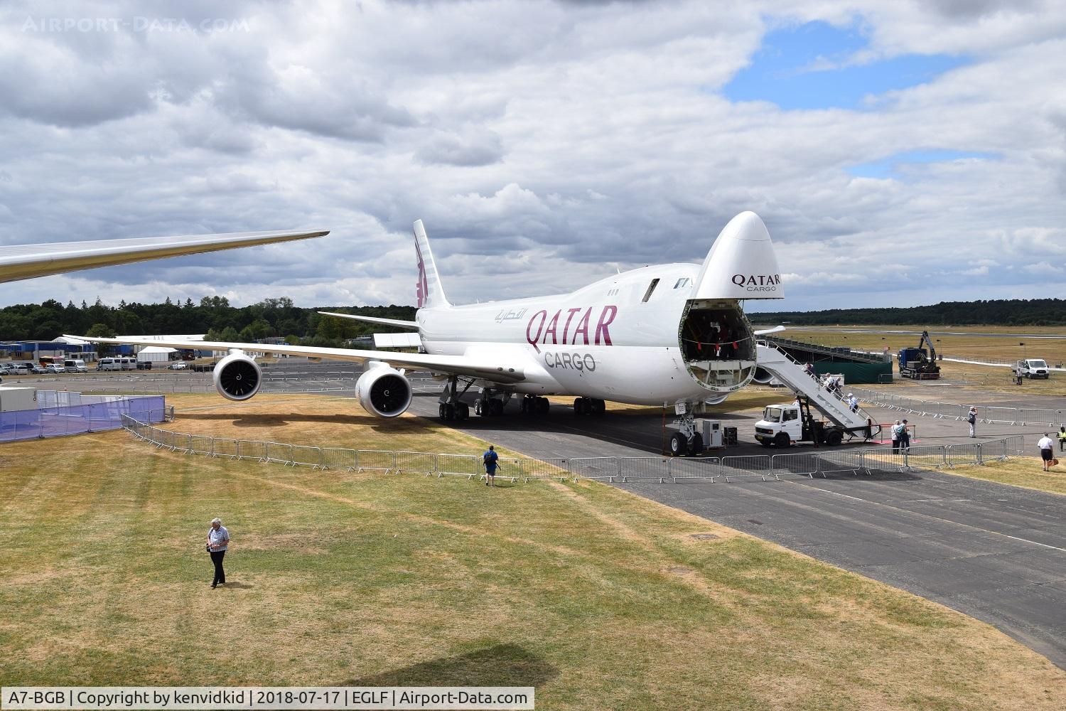 A7-BGB, 2017 Boeing 747-8F C/N 63199, On static display at FIA 2018.