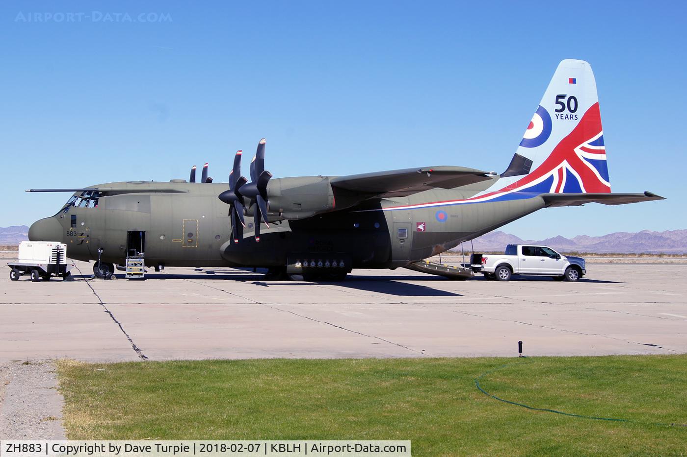 ZH883, 1999 Lockheed Martin C-130J Hercules C.5 C/N 382-5481, An unusual RAF visitor to Blythe, California.