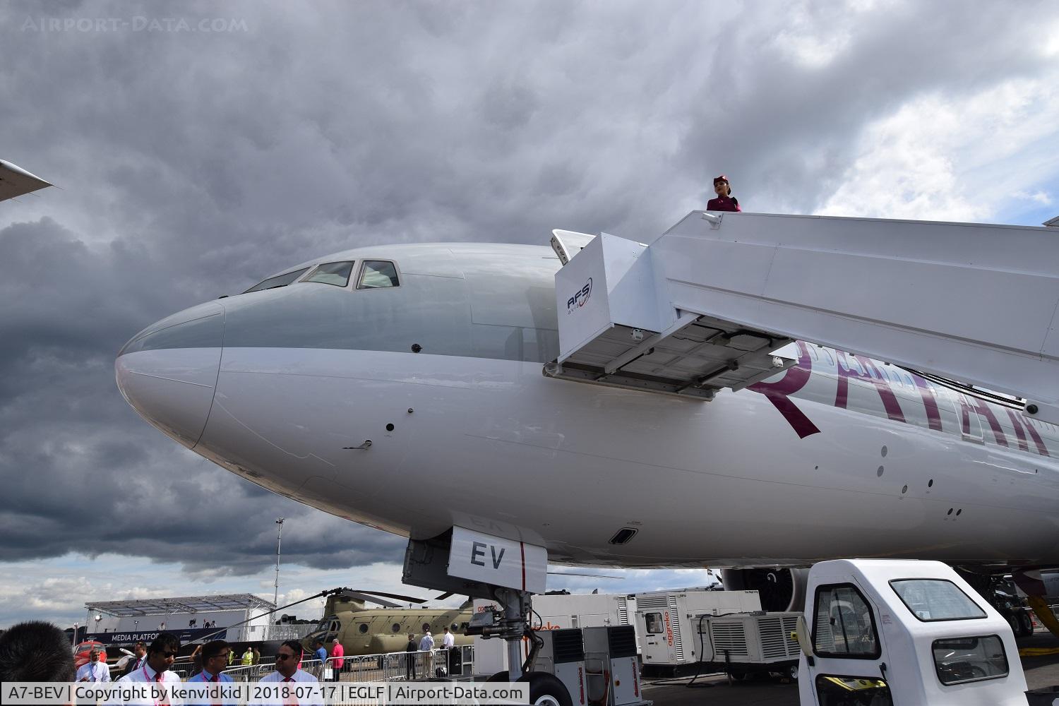 A7-BEV, 2018 Boeing 777-3DZ/ER C/N 65303, On static display at FIA 2018.