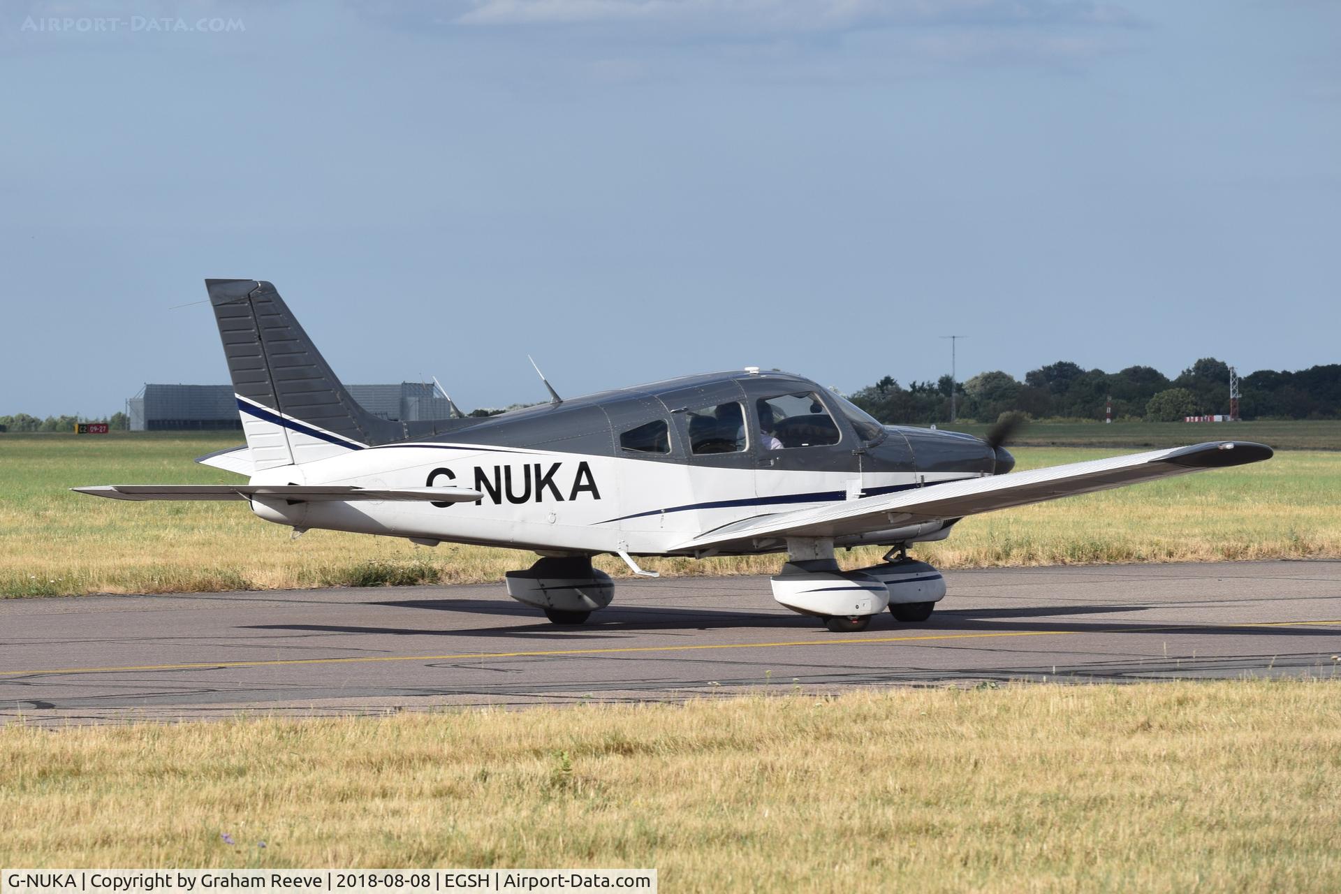 G-NUKA, 1982 Piper PA-28-181 Cherokee Archer II C/N 28-8290134, Departing from Norwich.
