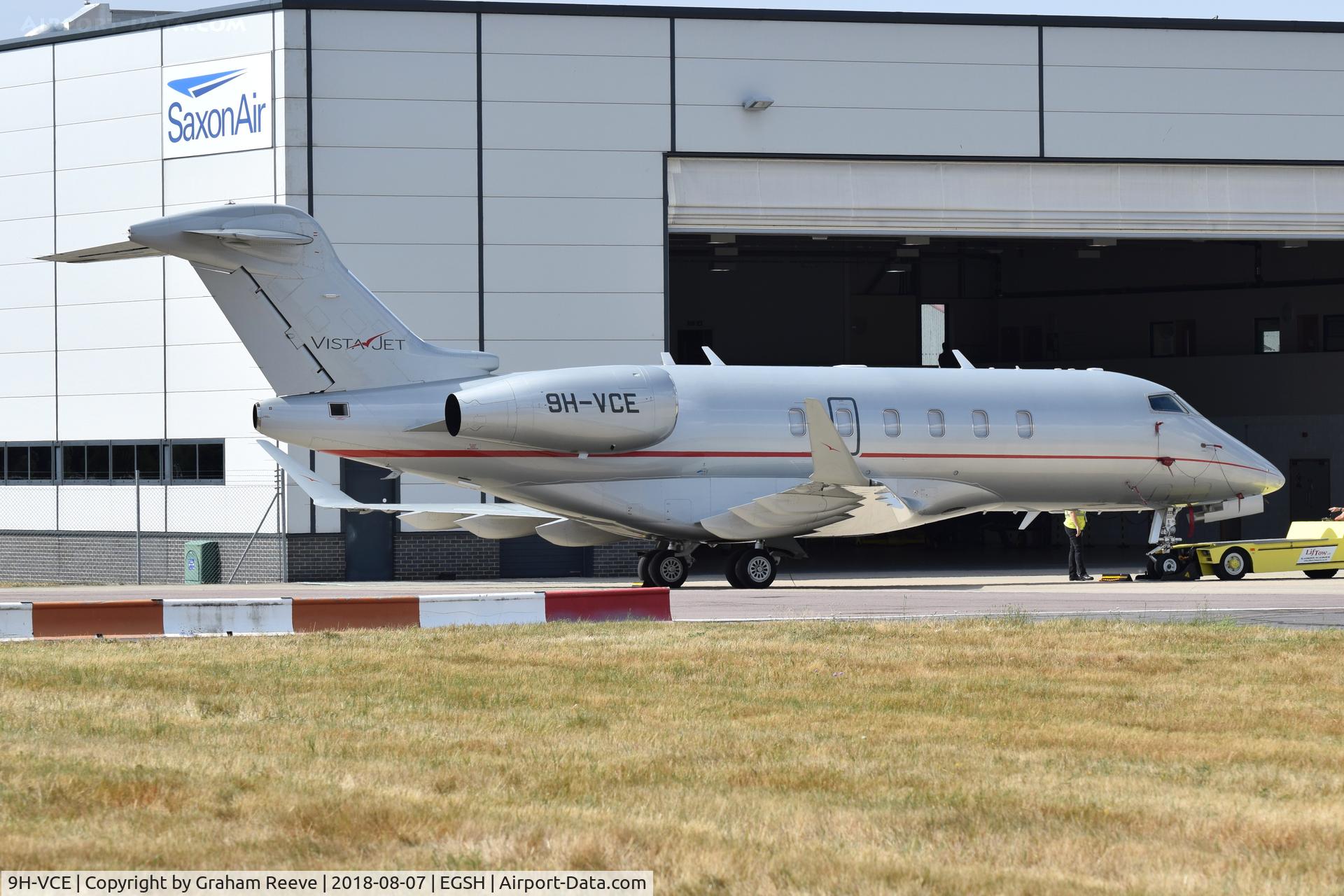 9H-VCE, 2014 Bombardier Challenger 350 (BD-100-1A10) C/N 20540, Parked at Norwich.