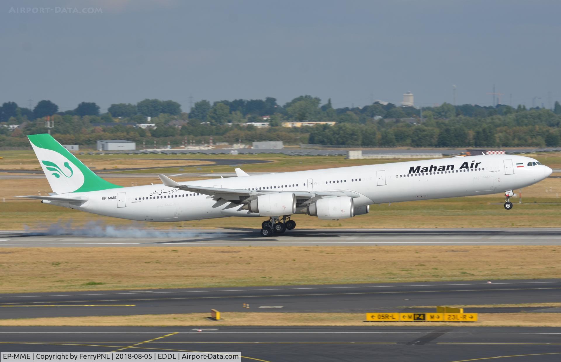 EP-MME, 2001 Airbus A340-642 C/N 371, Smokey landing of Mahan A346.