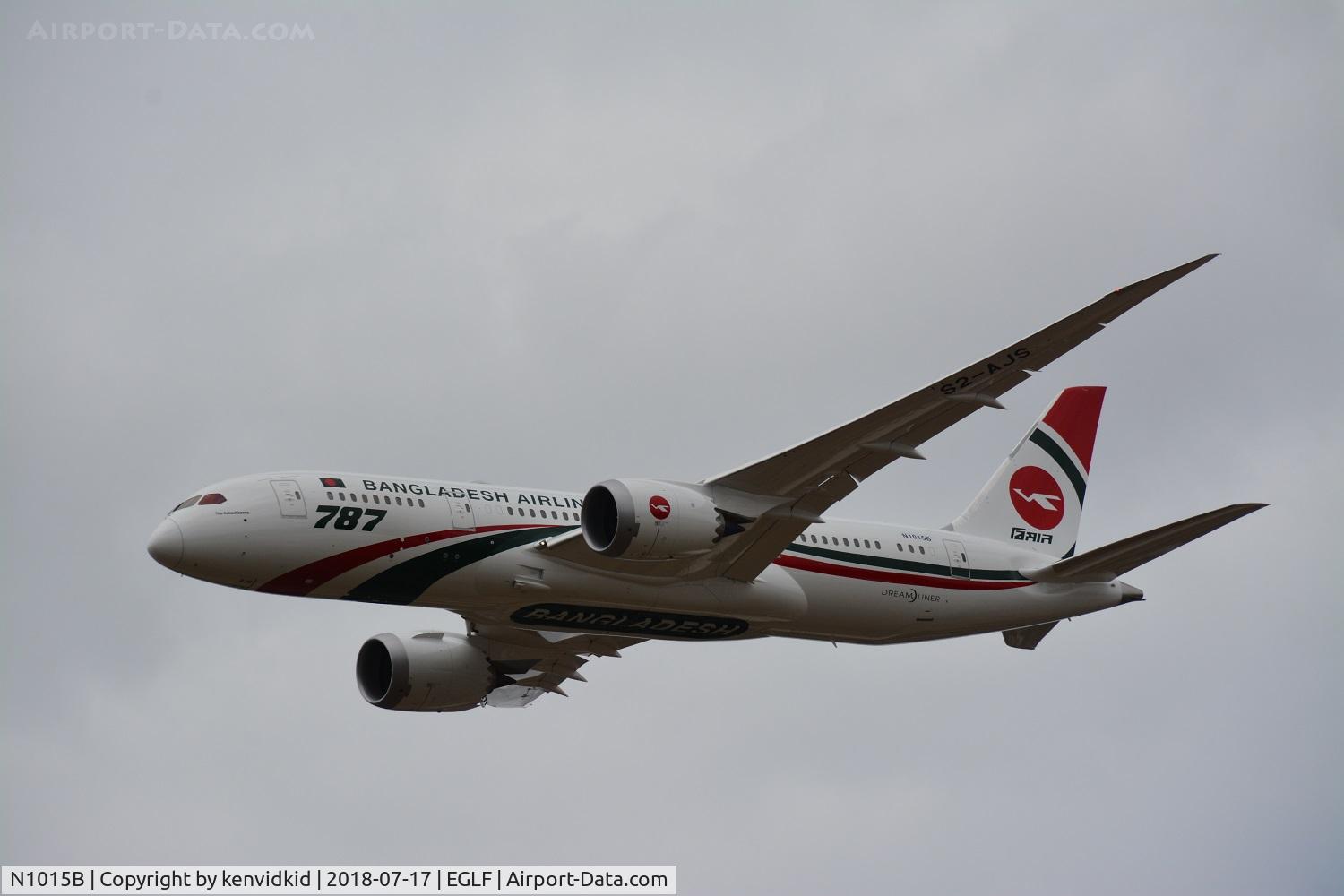 N1015B, 2018 Boeing 787-8 Dreamliner C/N 40126, Displaying at FIA 2018, to become S2-ASJ.