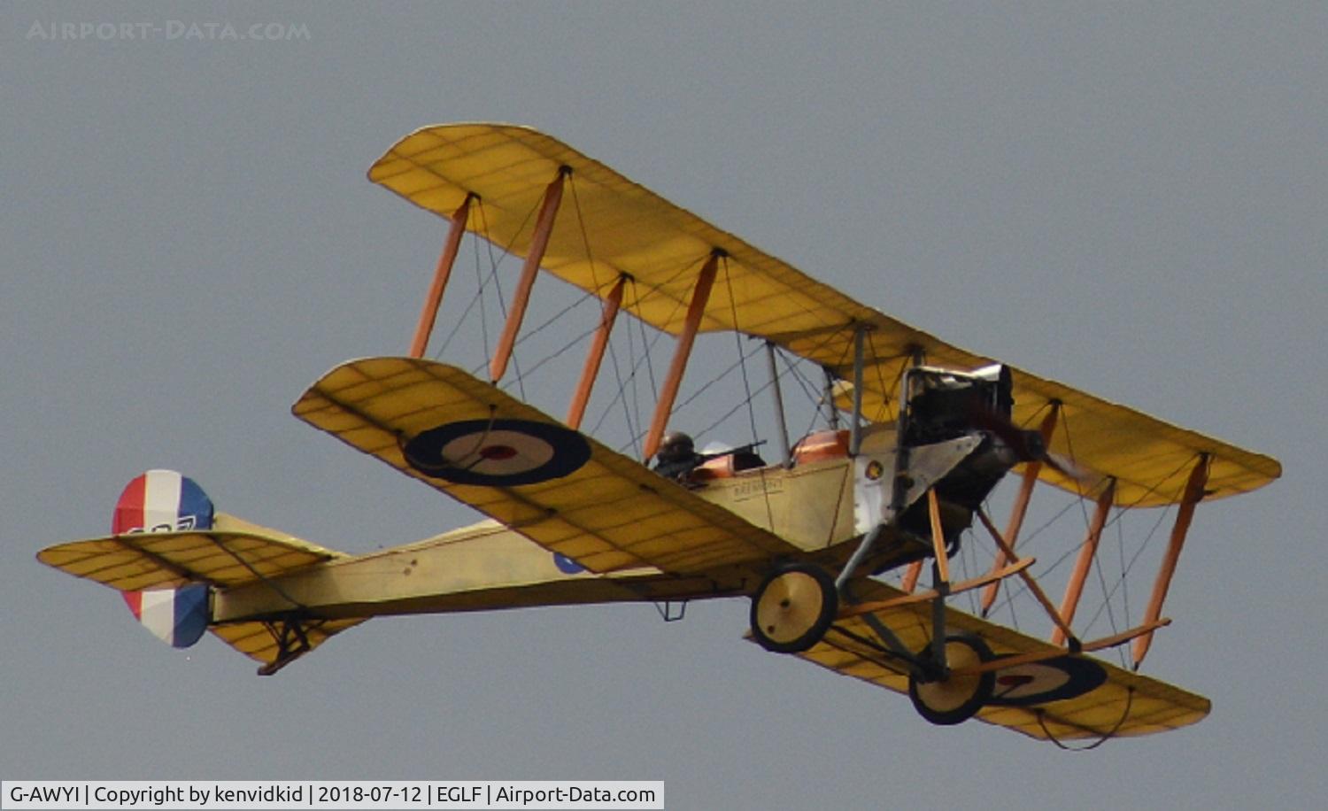 G-AWYI, 1969 Royal Aircraft Factory BE-2c Replica C/N 001, Part of the Great War Display Team validating at FIA 2018.
