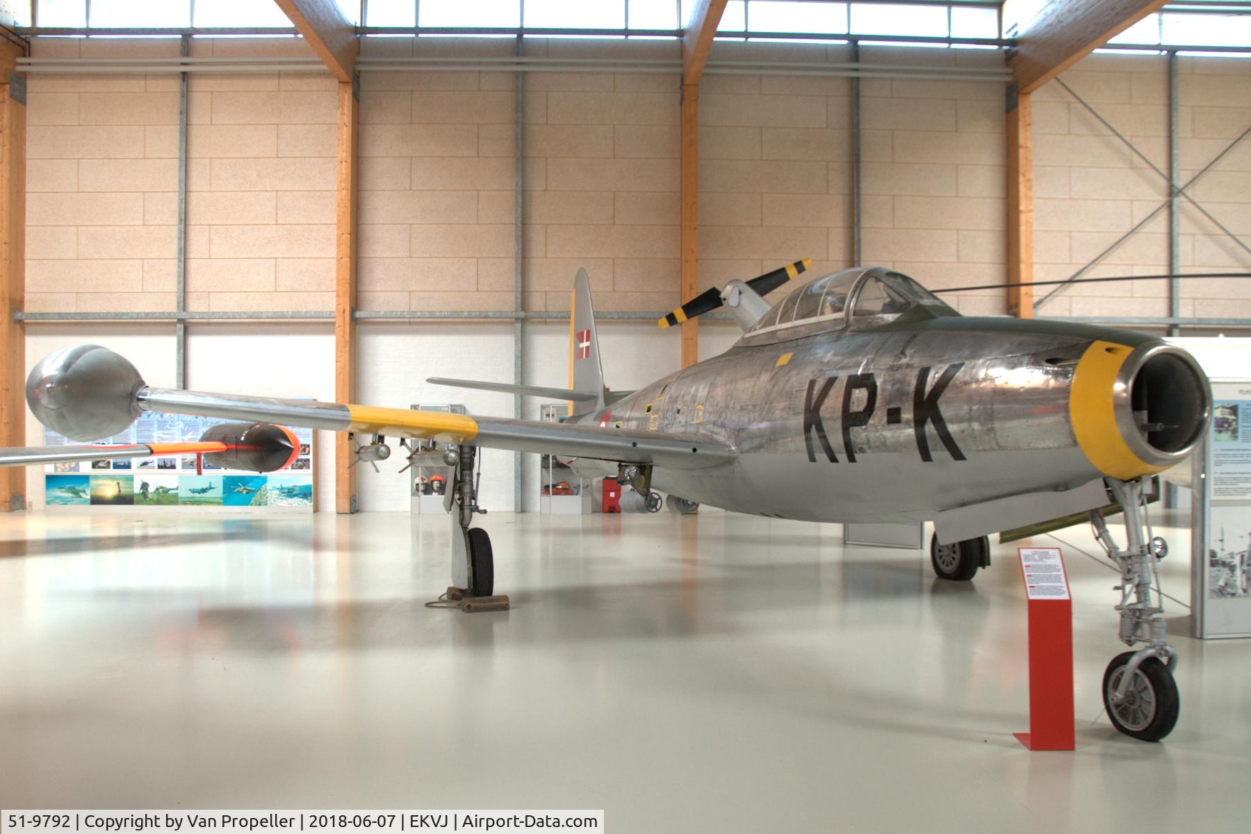 51-9792, 1951 Republic F-84G Thunderjet C/N 2336-245B, Royal Danish Air Force Republic F-84G Thunderjet in Danmarks Flymuseum at Stauning airport