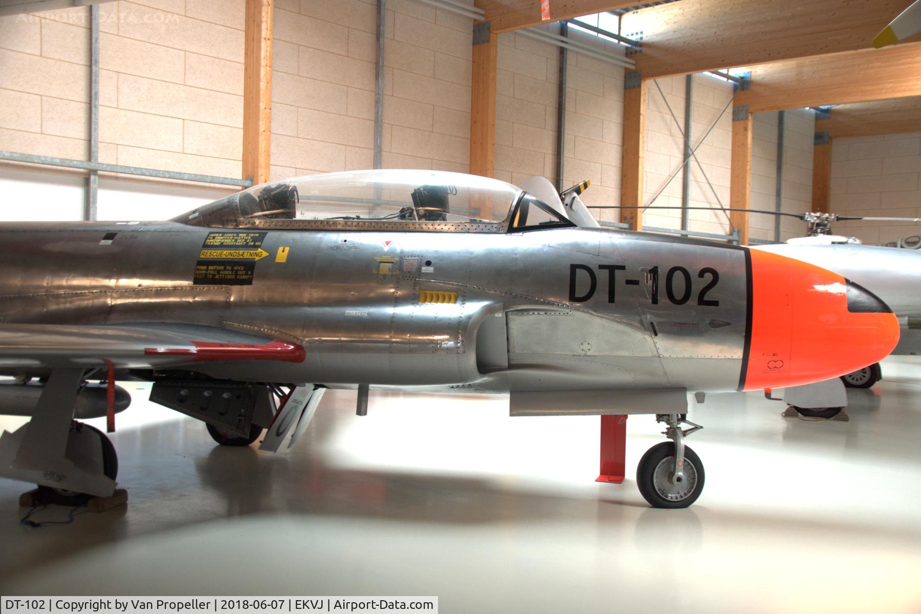 DT-102, 1951 Lockheed T-33A Shooting Star C/N 580-6886, Royal Danish Air Force Lockheed T-33A preserved in Danmarks Flymuseum at Stauning airport