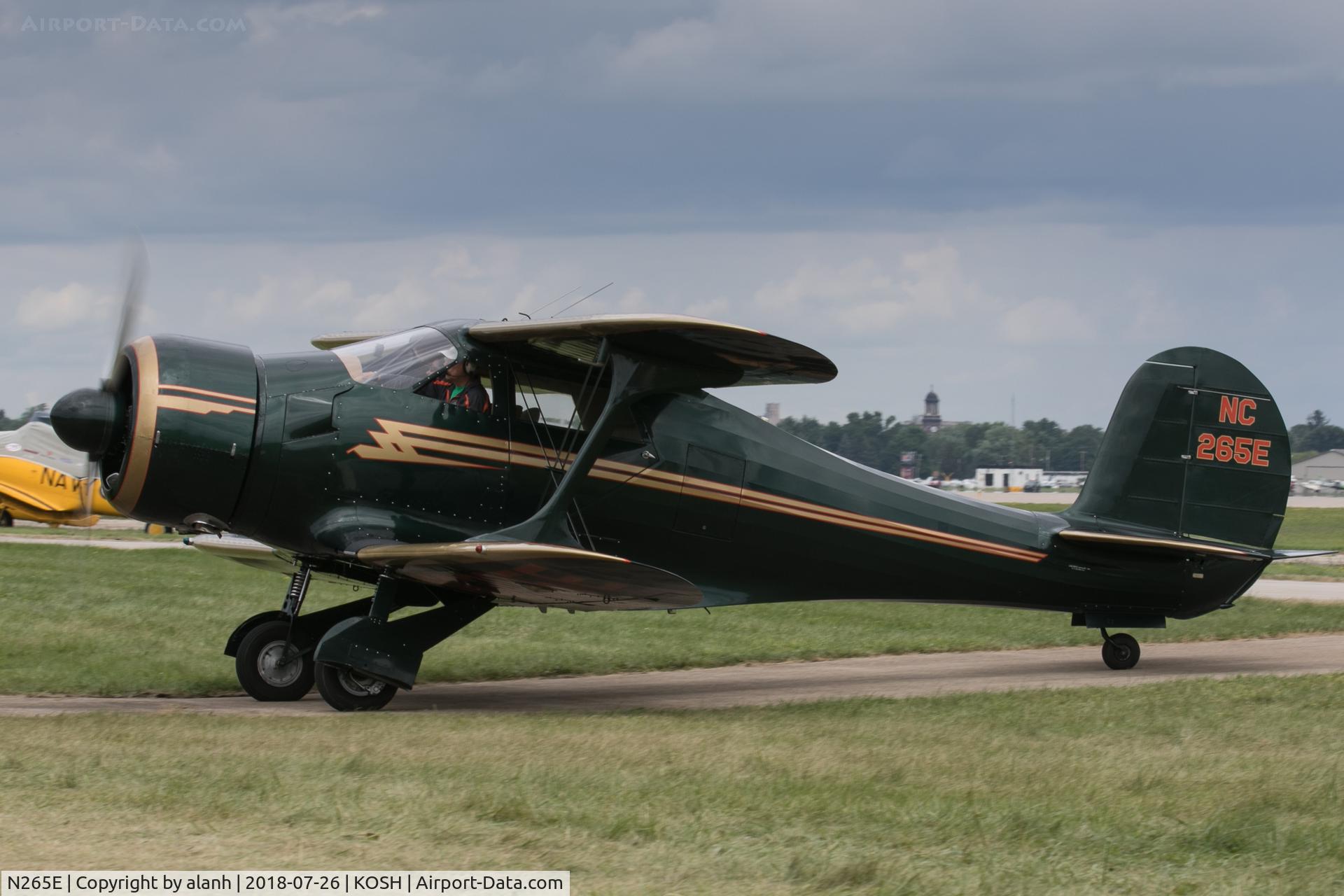 N265E, 1943 Beech D17S Staggerwing C/N 4940, Taxiing into the vintage park, AirVenture 2018