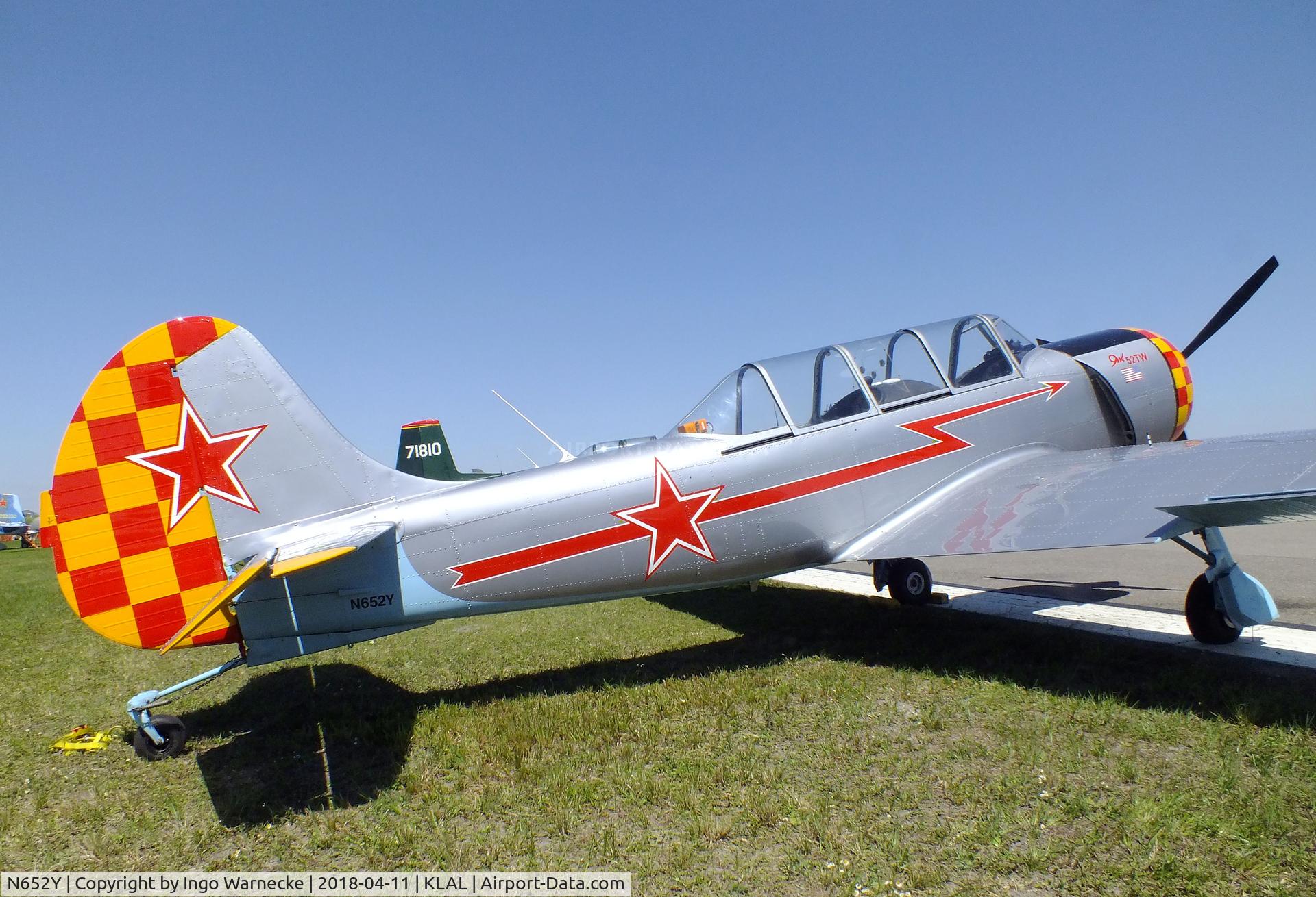 N652Y, 2004 Yakovlev (Aerostar) Yak-52TW C/N 0412510, Yakovlev (Aerostar) Yak-52TW at 2018 Sun 'n Fun, Lakeland FL