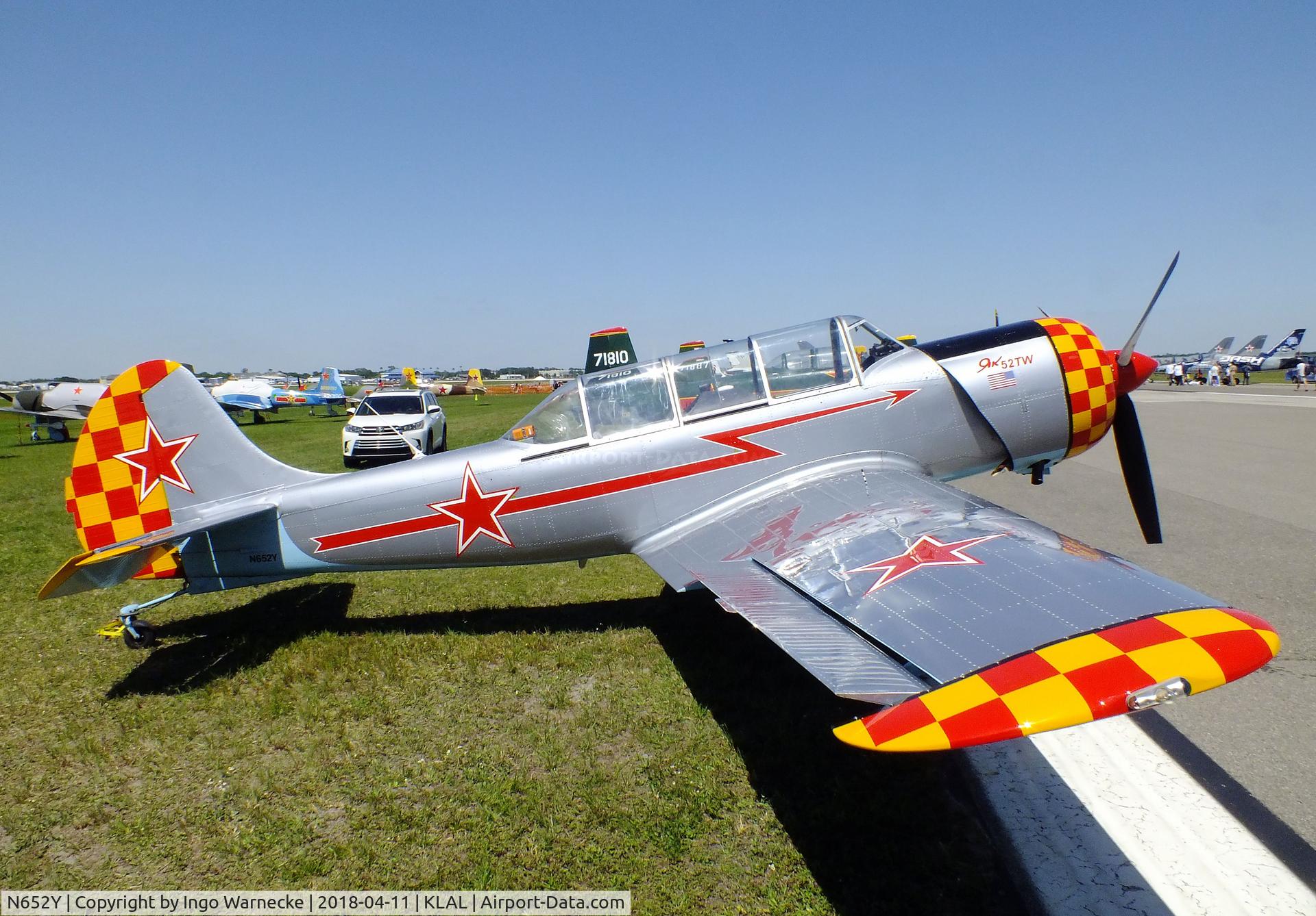 N652Y, 2004 Yakovlev (Aerostar) Yak-52TW C/N 0412510, Yakovlev (Aerostar) Yak-52TW at 2018 Sun 'n Fun, Lakeland FL