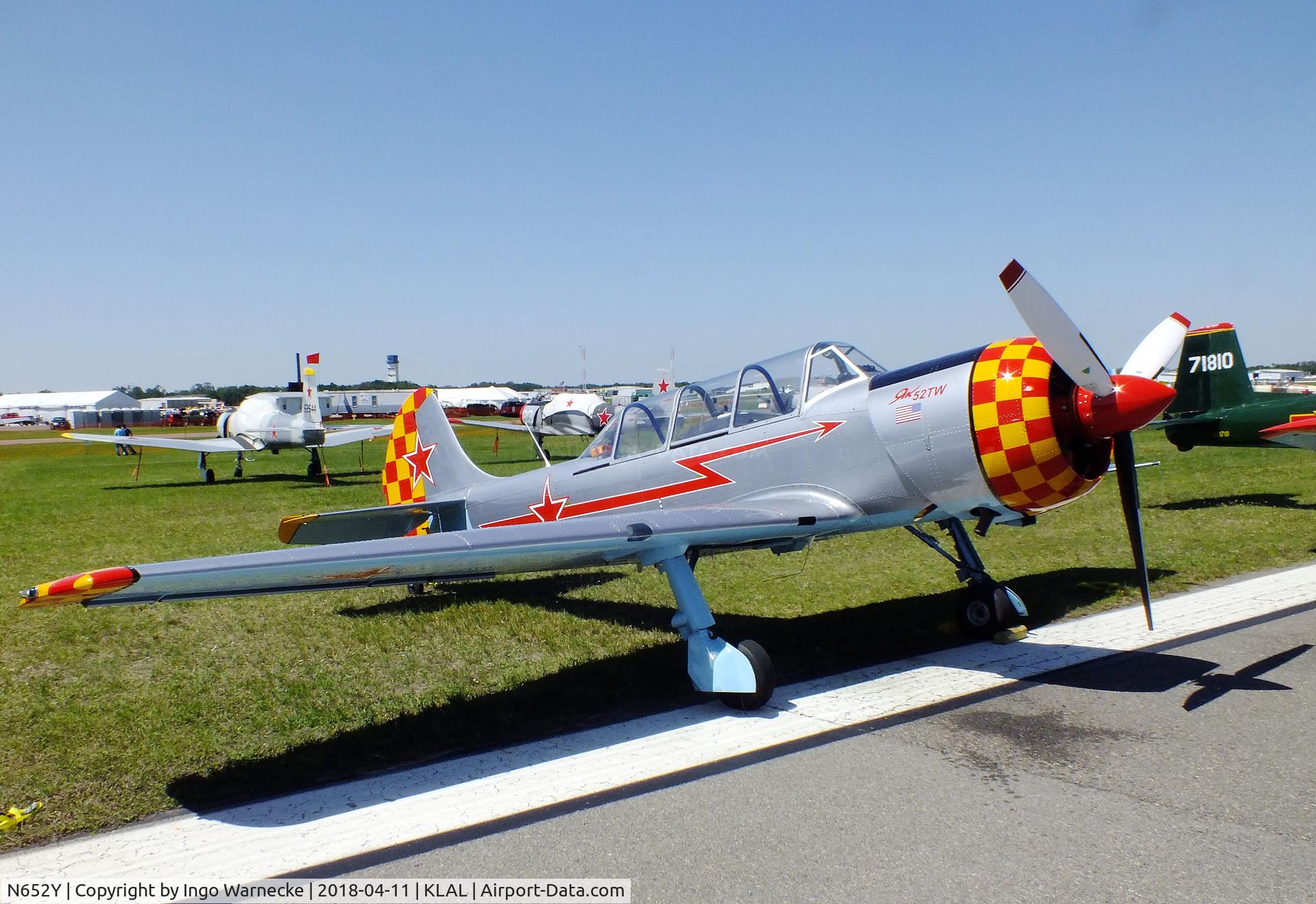 N652Y, 2004 Yakovlev (Aerostar) Yak-52TW C/N 0412510, Yakovlev (Aerostar) Yak-52TW at 2018 Sun 'n Fun, Lakeland FL