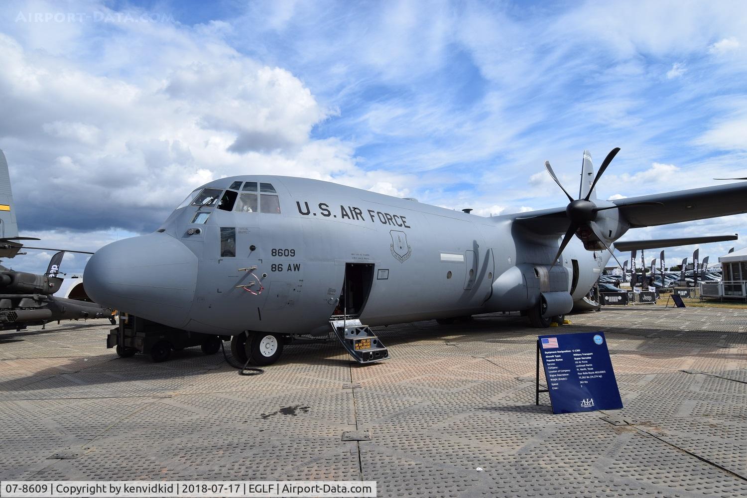 07-8609, 2009 Lockheed Martin C-130J-30 Hercules C/N 382-5623, On static display at FIA 2018.