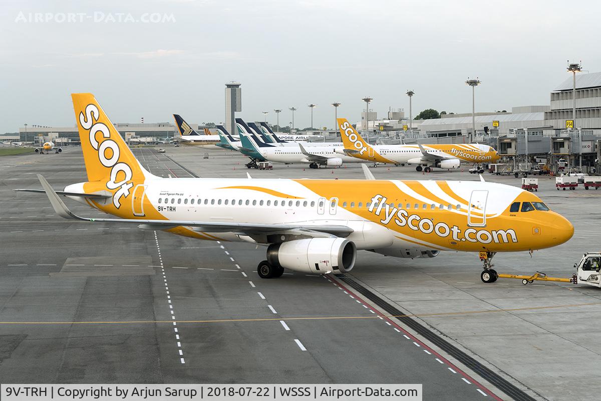 9V-TRH, 2013 Airbus A320-232 C/N 5496, Pushback at Changi.