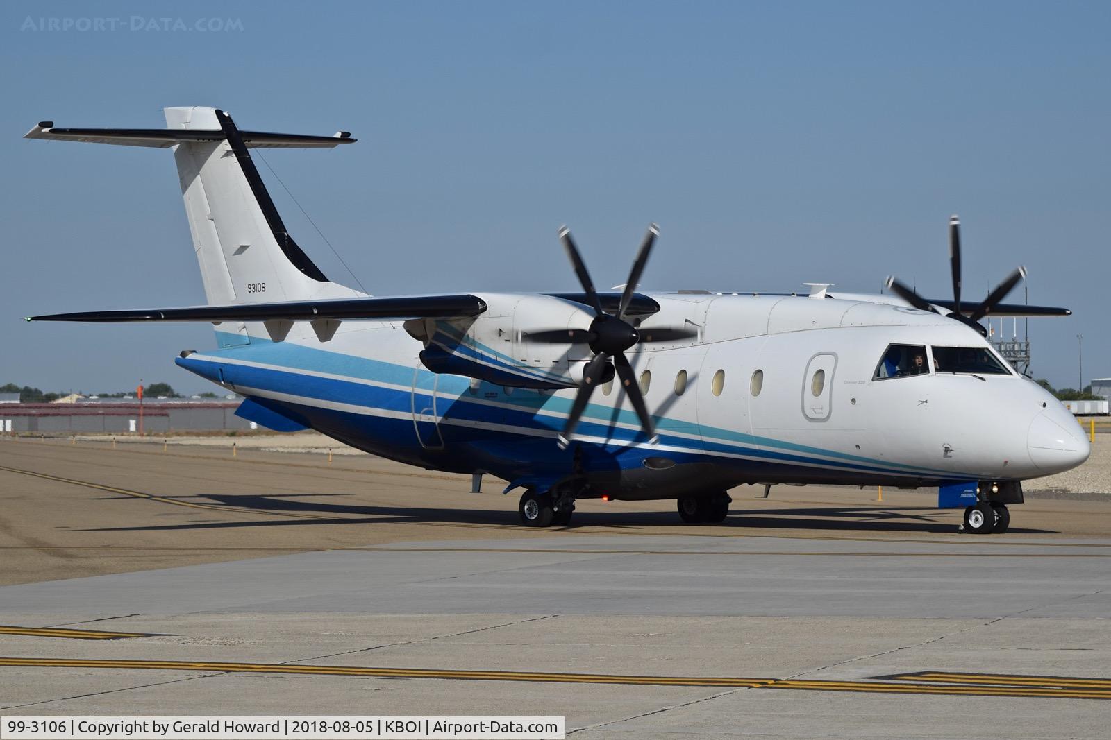 99-3106, 1999 Dornier C-146A Wolfhound (328) C/N 3106, Taxiing from the south GA ramp.  One of 20 Wolfhounds flying for the U. S. Special Operations Command.