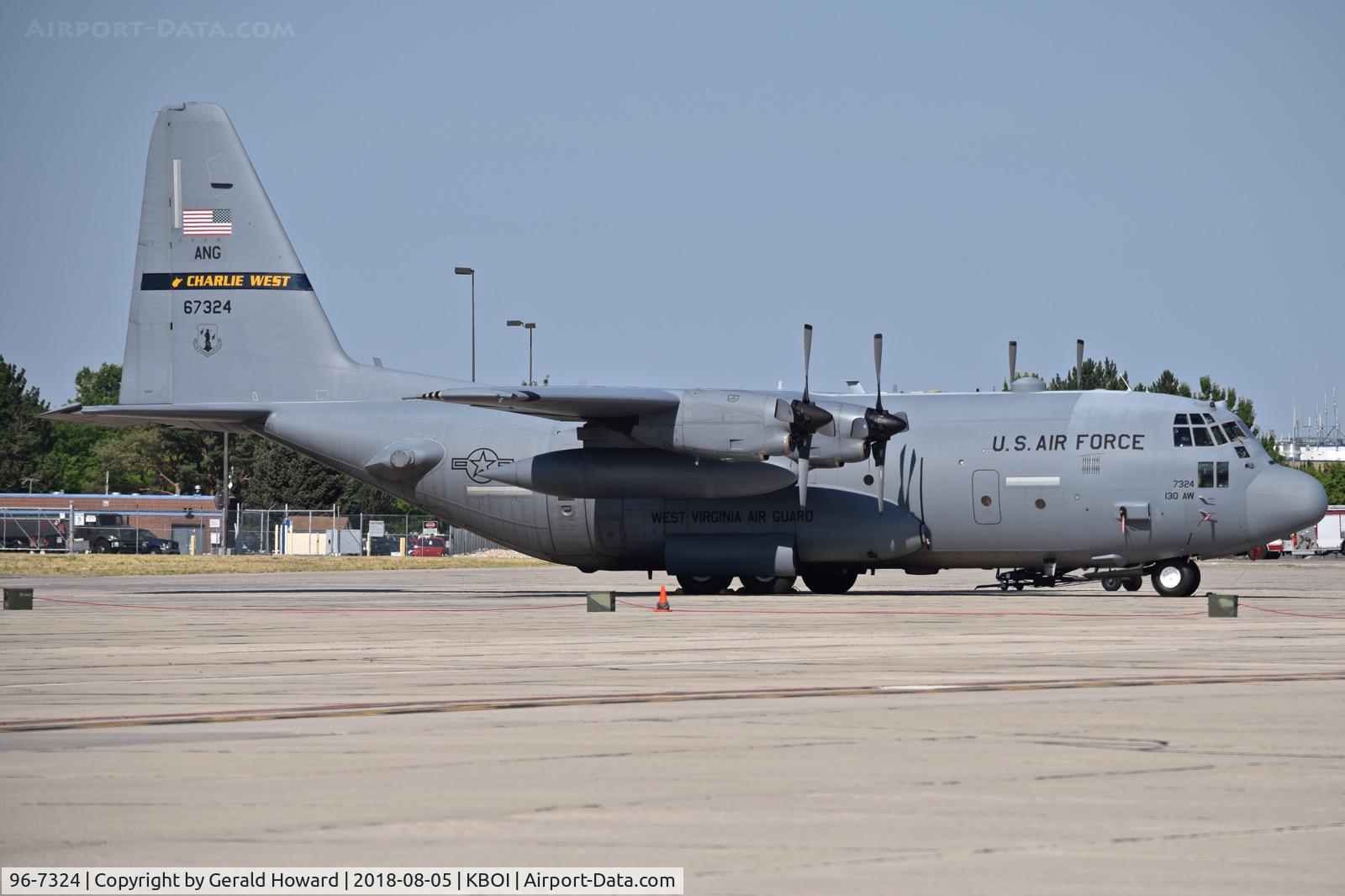 96-7324, 1996 Lockheed C-130H-3 Hercules C/N 382-5433, Parked on the Idaho ANG ramp. West Virginia ANG.