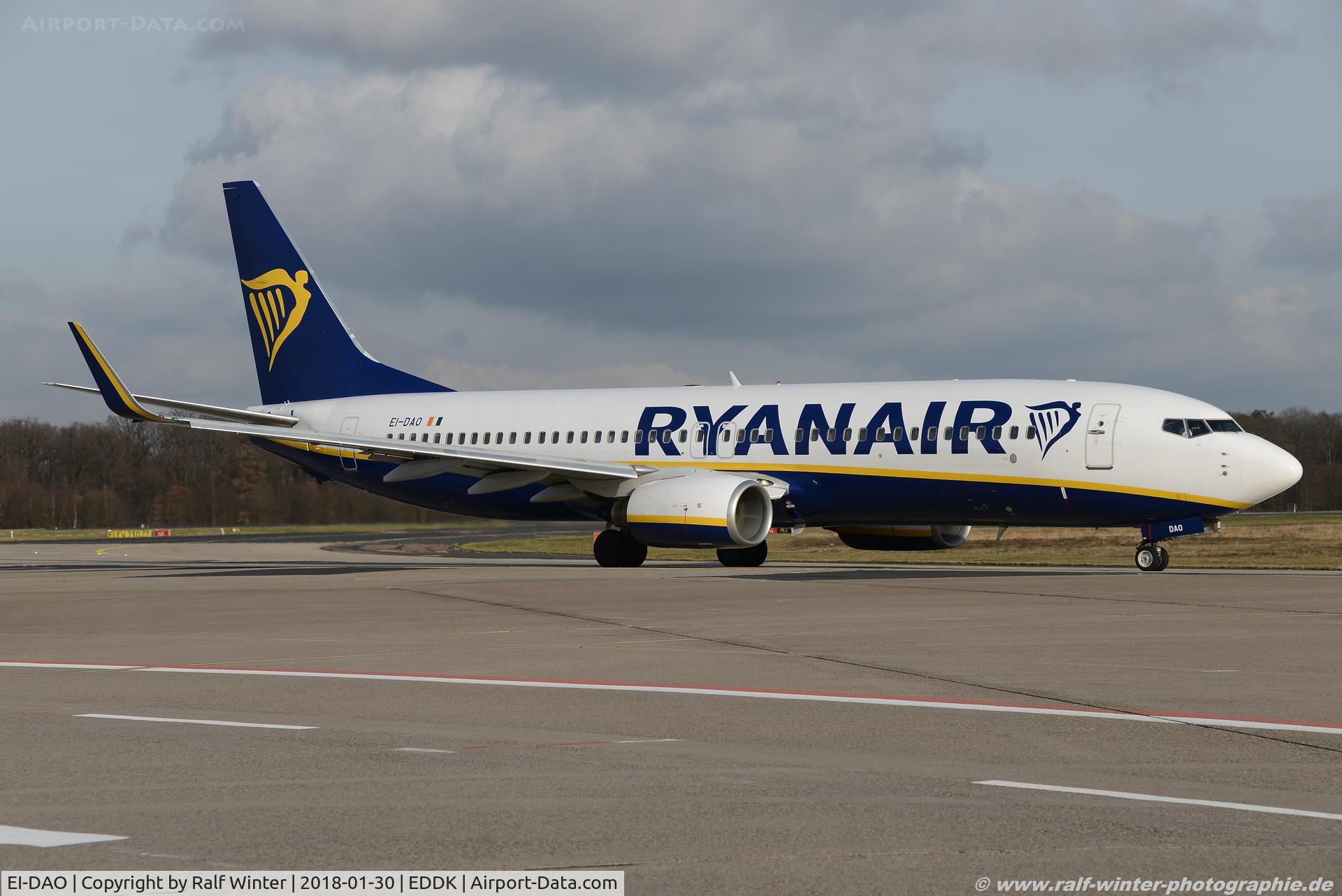 EI-DAO, 2003 Boeing 737-8AS C/N 33550, Boeing 737-8AS(W) - FR RYR Ryanair 'Pride of Scotland' - 33550 - EI-DAO - 30.01.2018 - CGN
