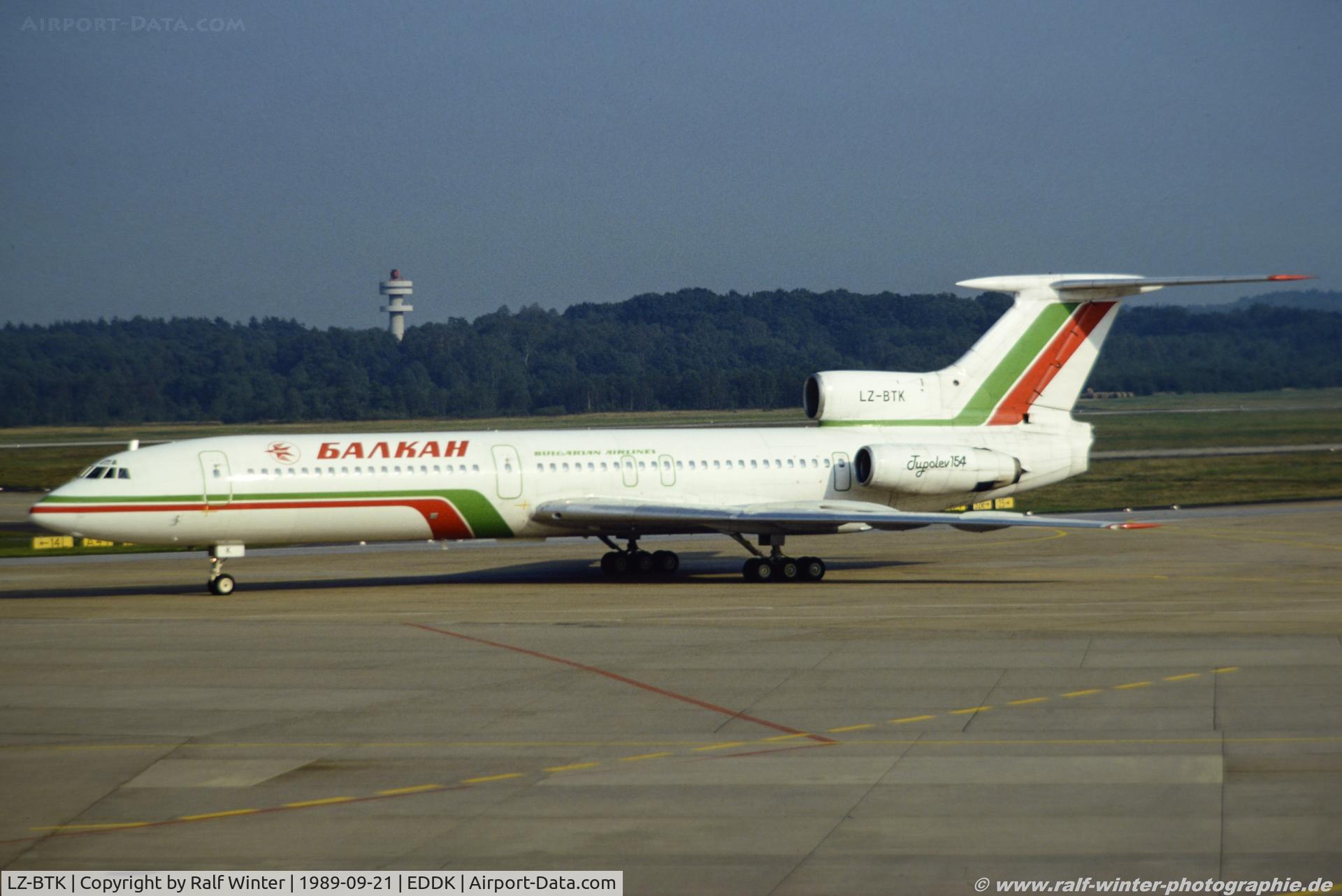 LZ-BTK, 1976 Tupolev Tu-154B C/N 76A144, Tupolev Tu-154B - LZ LAZ Balkan Bulgarian Airlines 76A-144 - LZ-BTK - 21.09.1989 - CGN