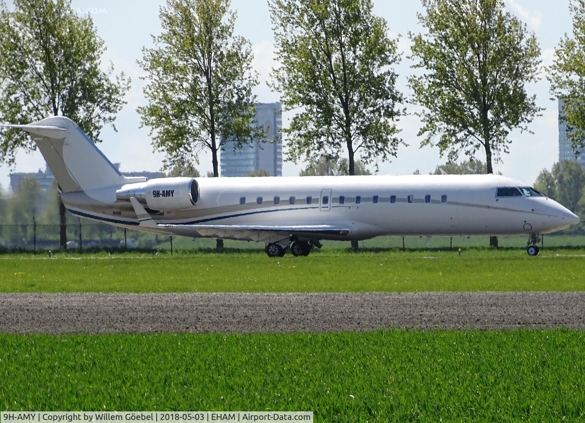 9H-AMY, 2007 Bombardier Challenger 850 (CL-600-2B19) C/N 8043, Taxi to runway 36L of Schiphol Airport