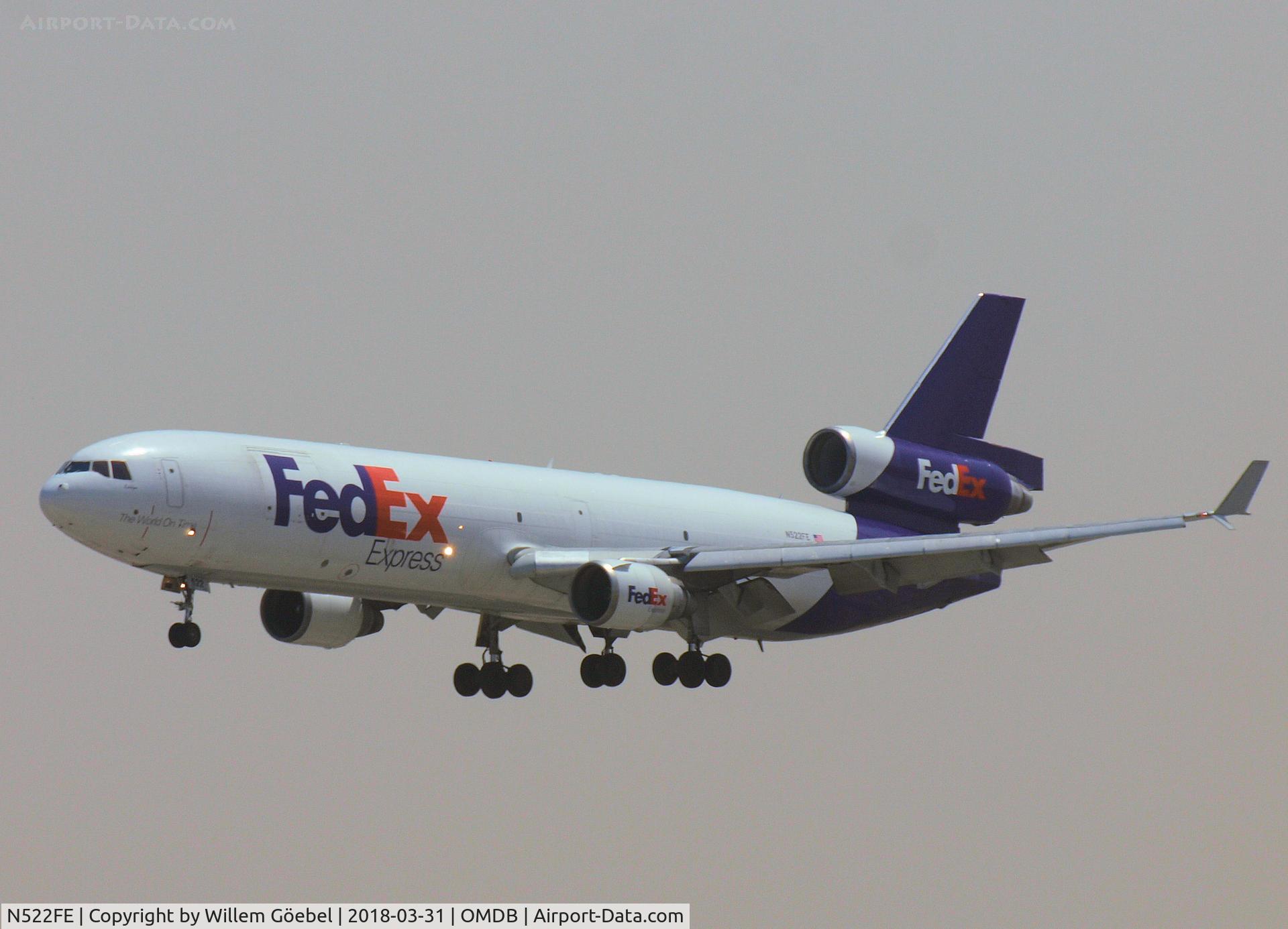 N522FE, 1992 McDonnell Douglas MD-11F C/N 48476, Landing on DUBAI INTERNATIONAL Airport