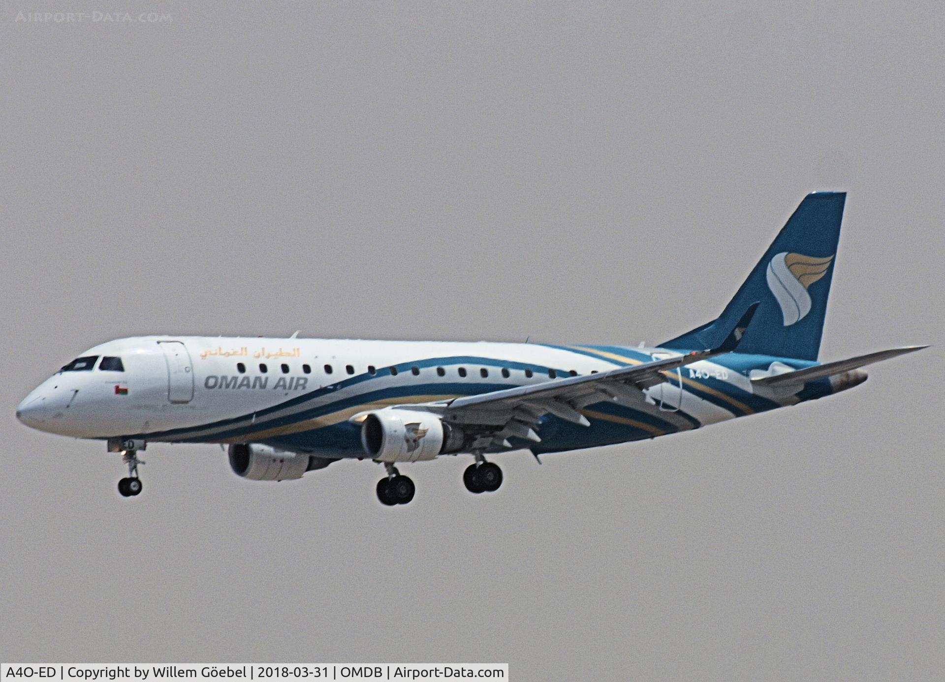 A4O-ED, 2012 Embraer 175LR (ERJ-170-200LR) C/N 17000354, Landing on DUBAI INTERNATIONAL Airport