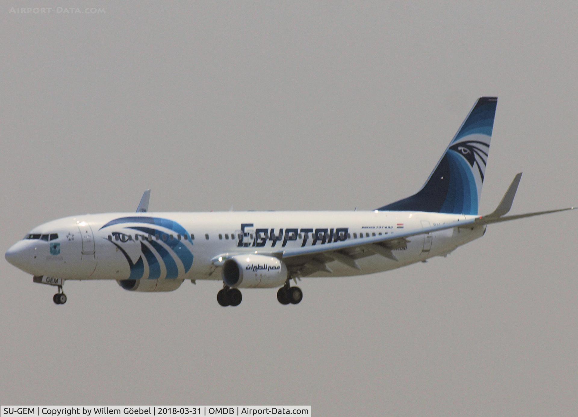 SU-GEM, 2017 Boeing 737-866 C/N 63805, Landing on DUBAI INTERNATIONAL Airport