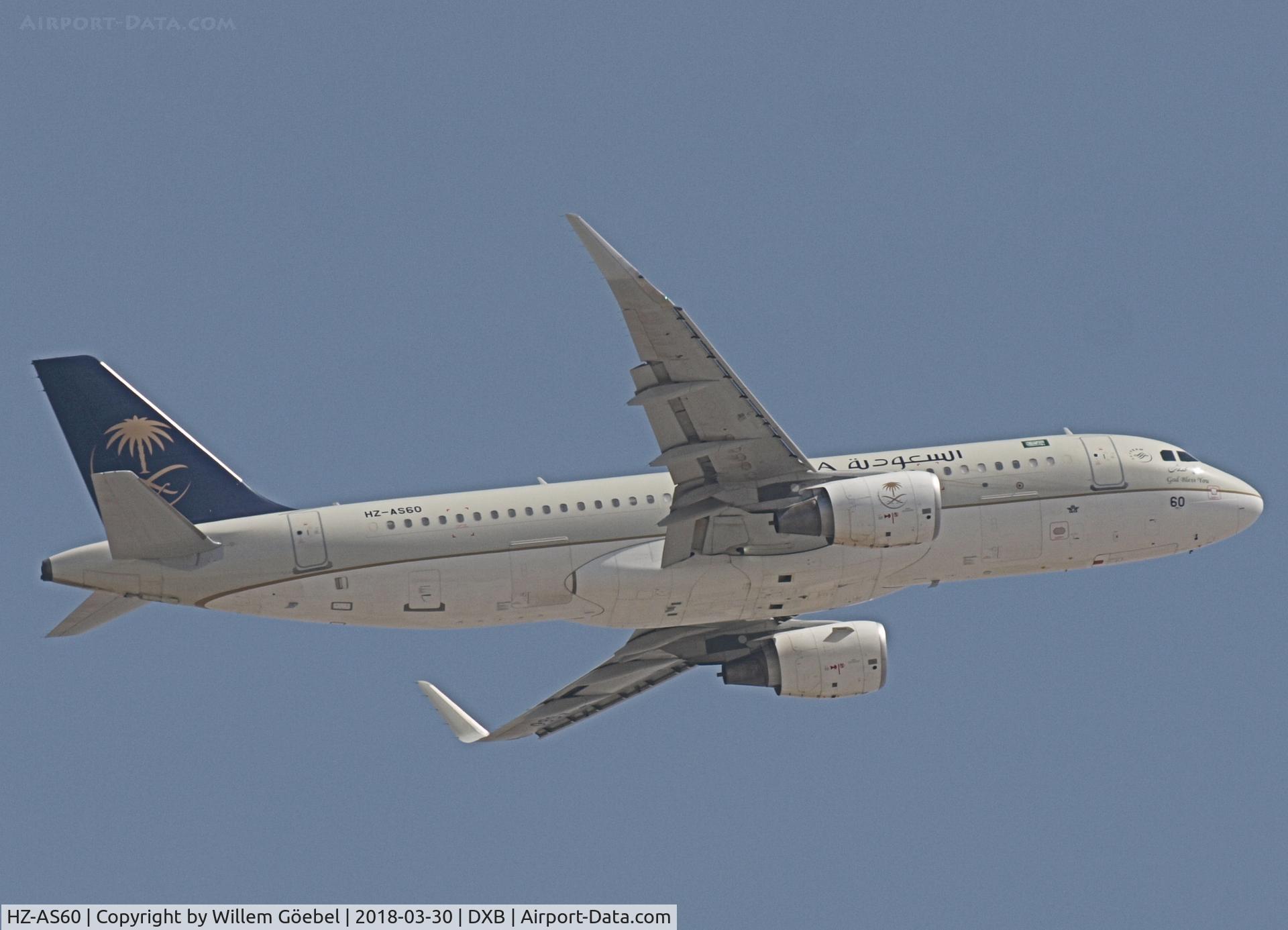 HZ-AS60, 2017 Airbus A320-214 C/N 7817, Take off from DUBAI INTERNATIONAL Airport