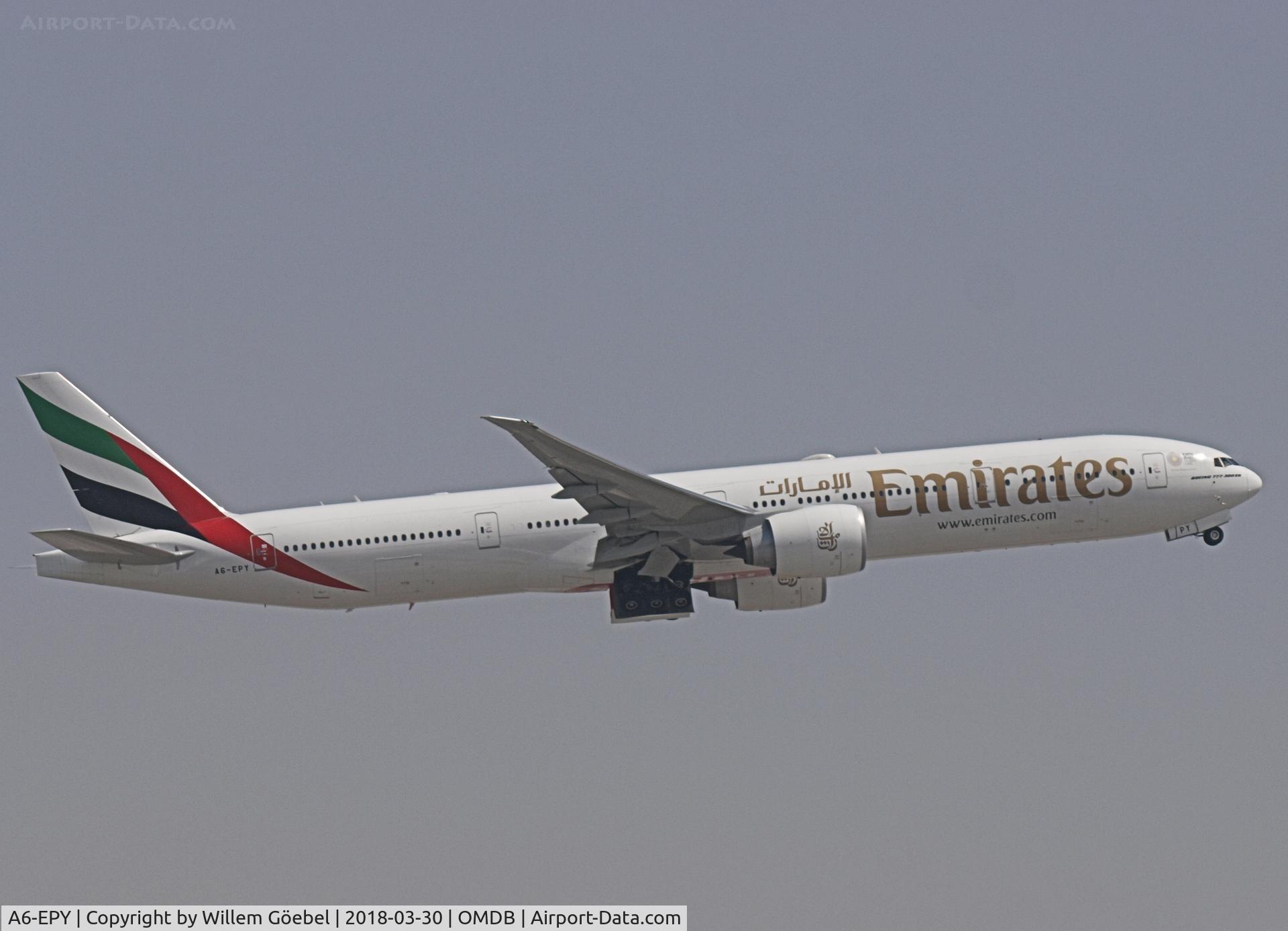 A6-EPY, 2016 Boeing 777-31H/ER C/N 42344, Take off from DUBAI INTERNATIONAL Airport