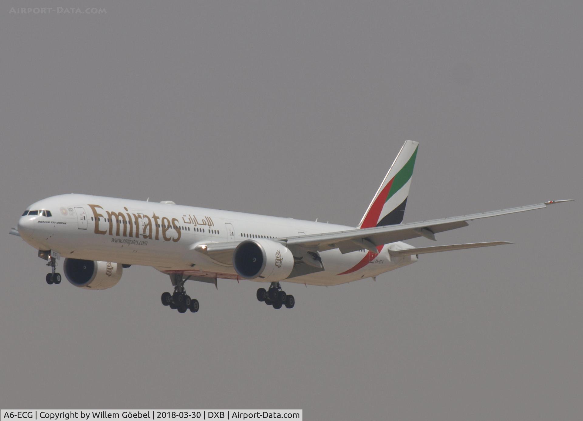 A6-ECG, 2008 Boeing 777-31H/ER C/N 35579, Landing on DUBAI INTERNATIONAL Airport