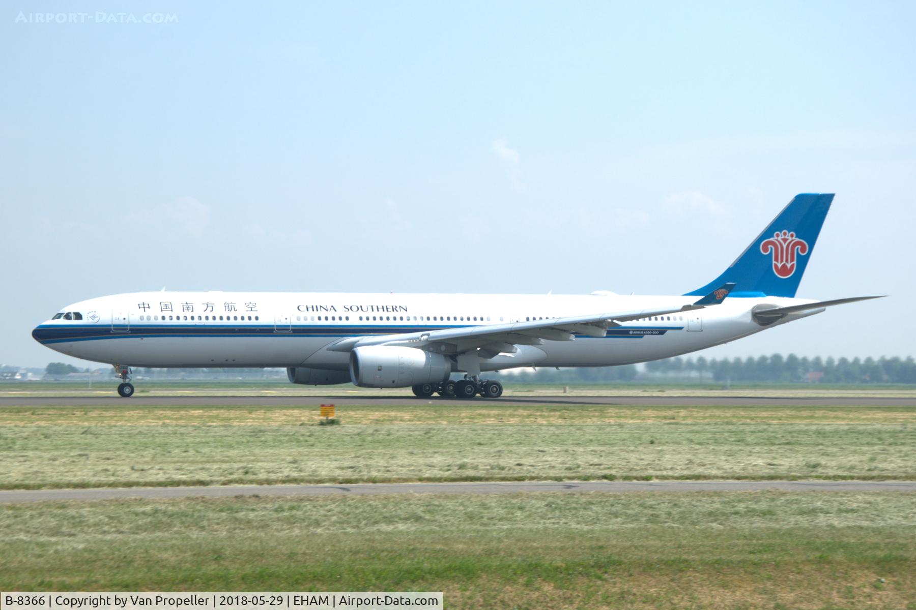 B-8366, Airbus A340-343 C/N 1826, China Southern Airlines Airbus A330-343 taking off from Schiphol airport, the Netherlands