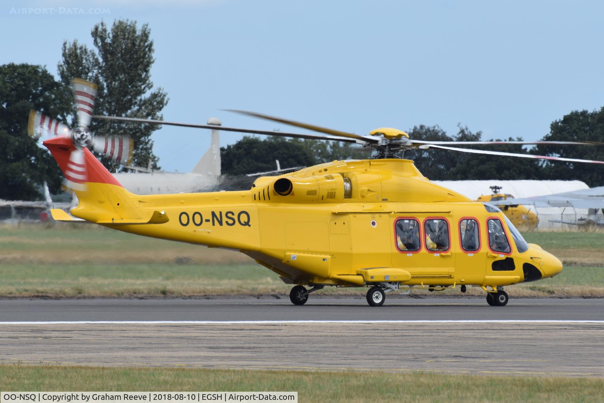 OO-NSQ, 2018 AgustaWestland AW-139 C/N 41513, Departing from Norwich.