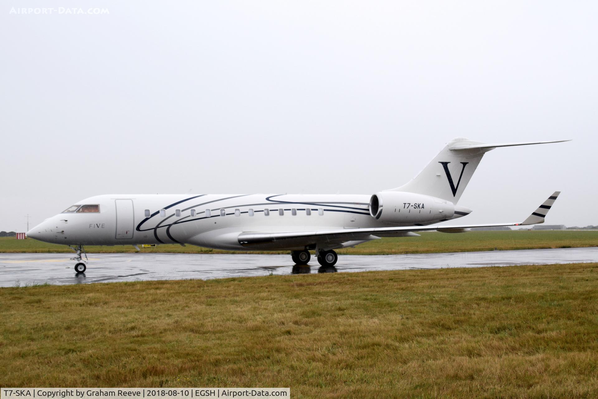 T7-SKA, 2008 Bombardier BD-700-1A10 Global Express XRS C/N 9332, Just landed at Norwich.