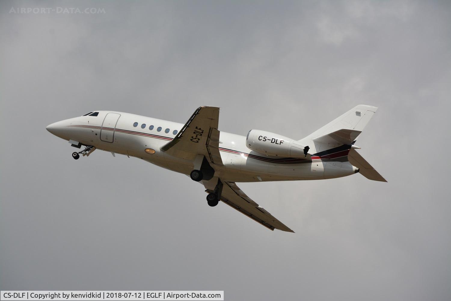CS-DLF, 2007 Dassault Falcon 2000EX C/N 134, Departing Farnborough.