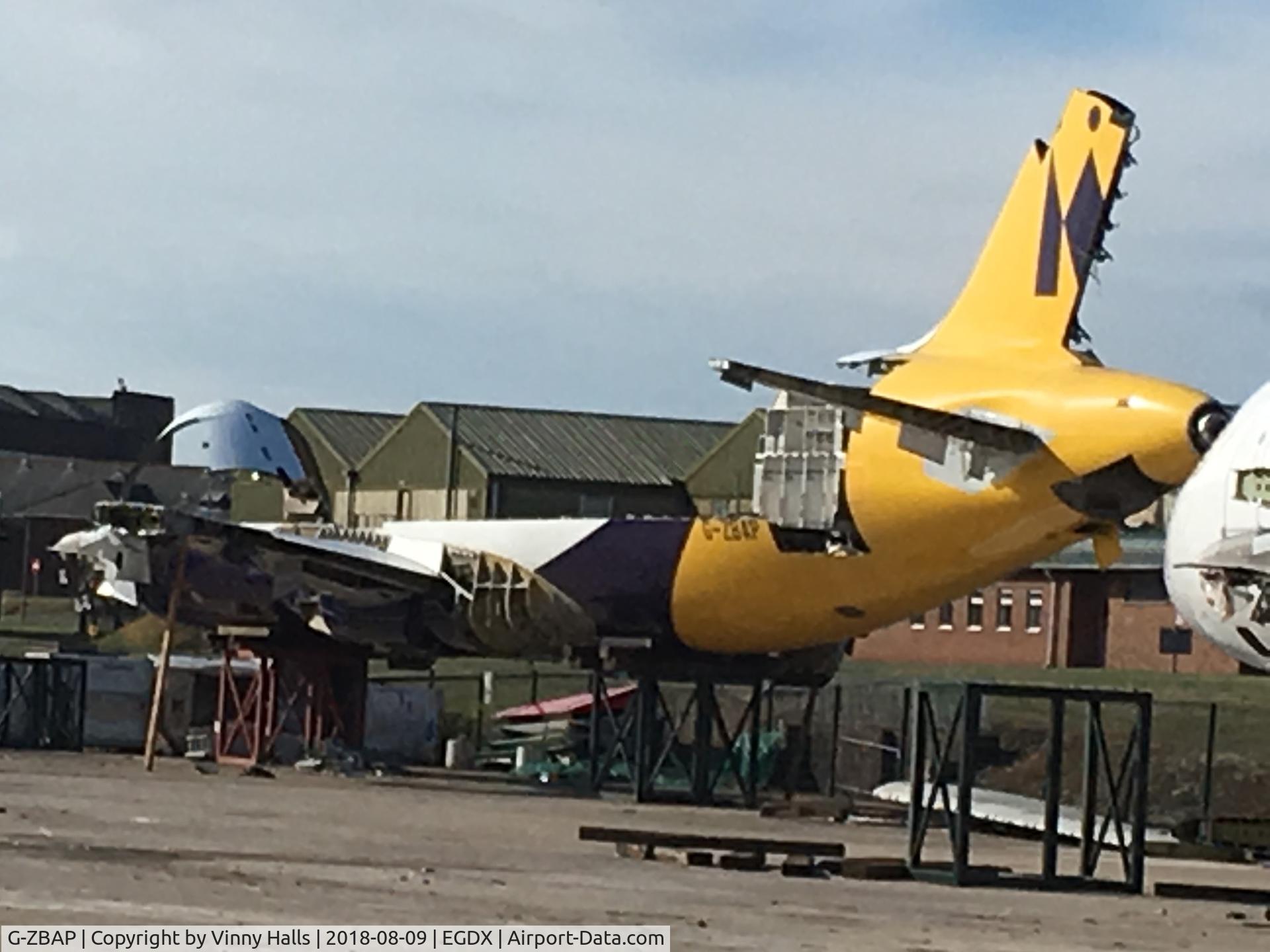G-ZBAP, 2001 Airbus A320-214 C/N 1605, end of life, sorry photo taken on phone