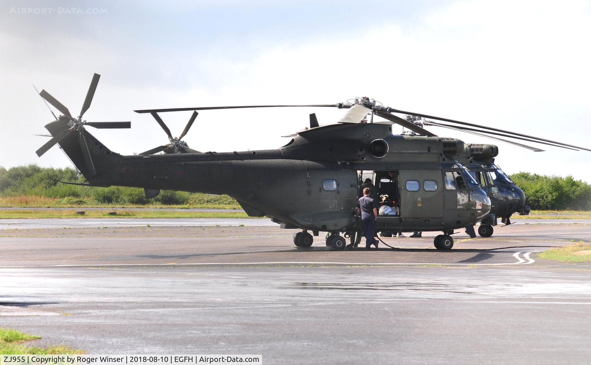 ZJ955, Aerospatiale Puma HC.2 C/N 1363, Visiting RAF Puma HC.2 helicopter taking on fuel.
RAF Puma HC.2 helicopter XW199 is in the background
