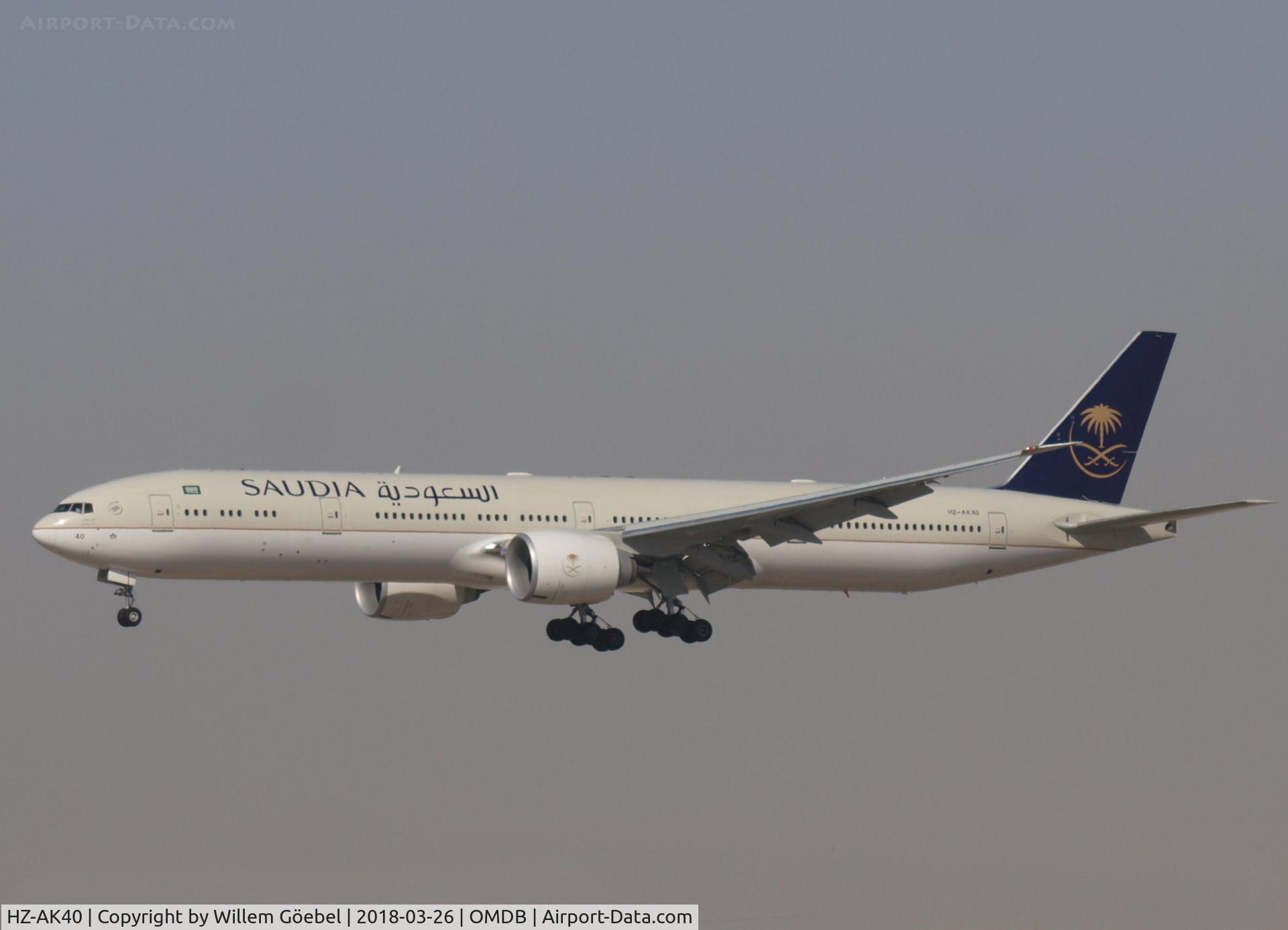 HZ-AK40, 2017 Boeing 777-300 C/N 61598, Landing on DUBAI INTERNATIONAL Airport