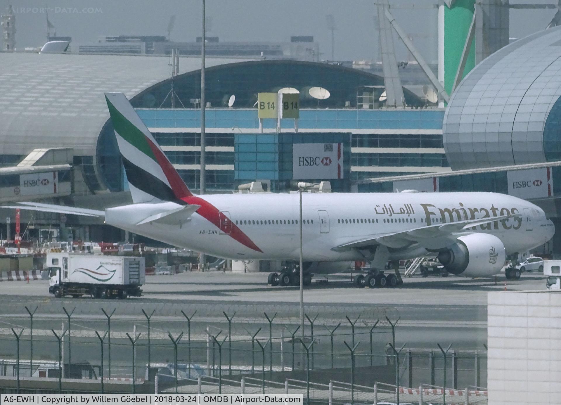 A6-EWH, 2008 Boeing 777-21H/LR C/N 35587, Parking on the gate of DUBAI INTERNATIONAL Airport