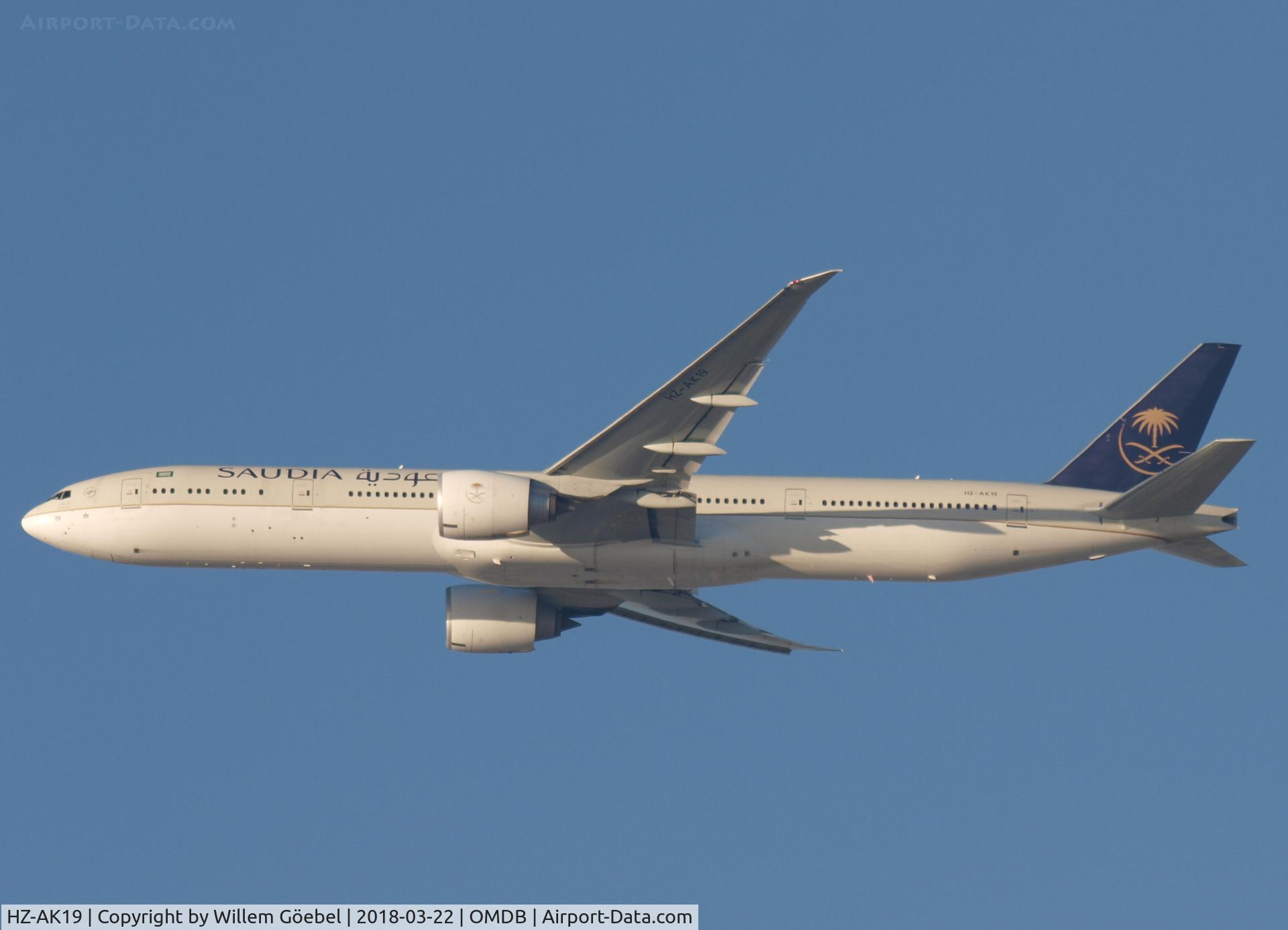 HZ-AK19, 2013 Boeing 777-368/ER C/N 41056, Take off from DUBAI INTERNATIONAL Airport