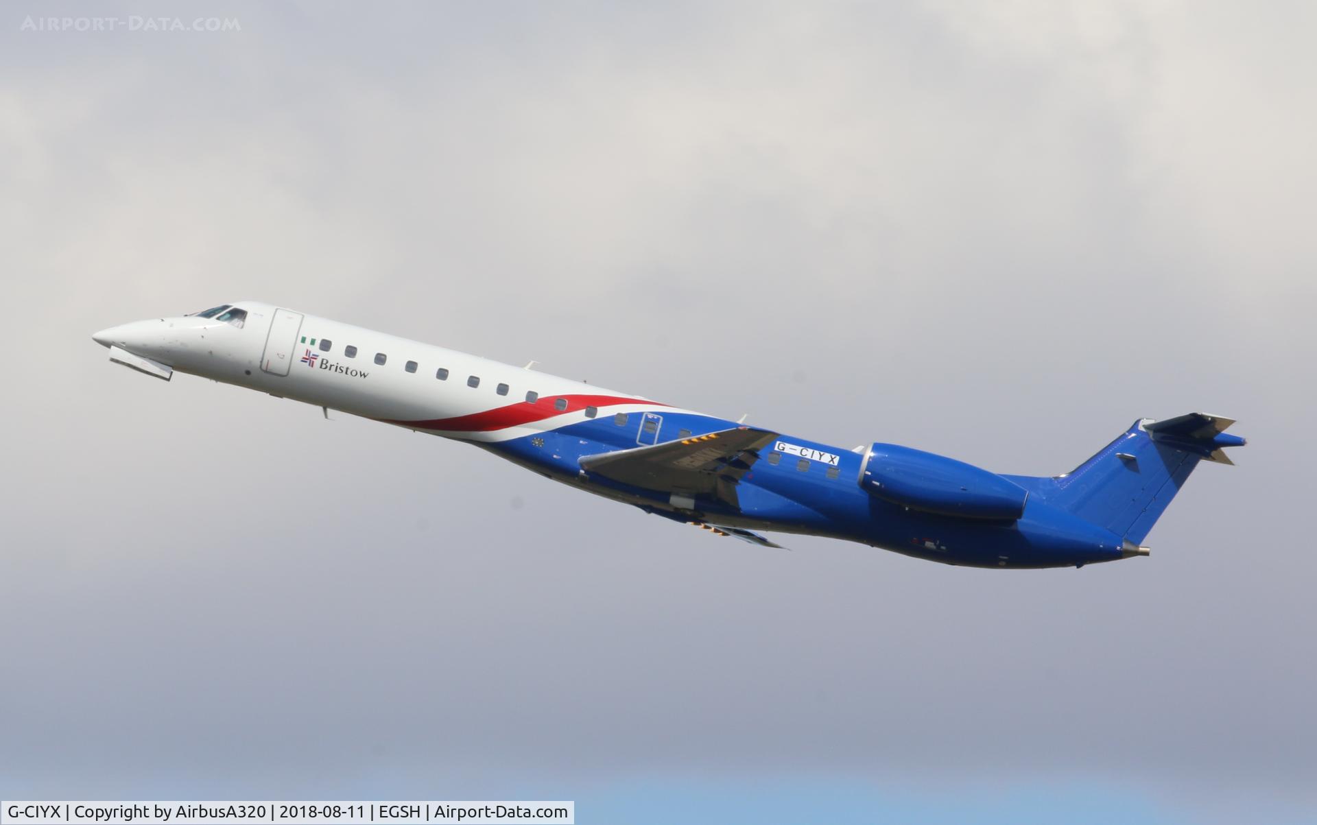 G-CIYX, 2002 Embraer ERJ-145LU (EMB-145LU) C/N 145601, Departing after her first visit to Norwich, she brought in West Brom football team for a match against Norwich