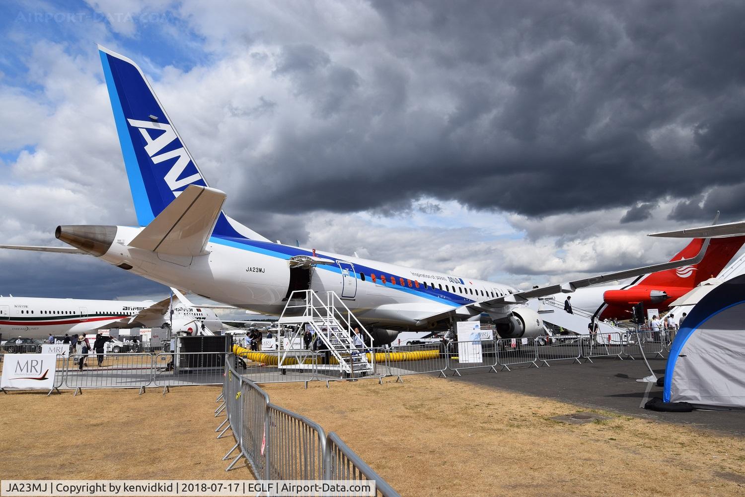 JA23MJ, 2016 Mitsubishi MRJ-90STD C/N 10003, On static display at FIA 2018.