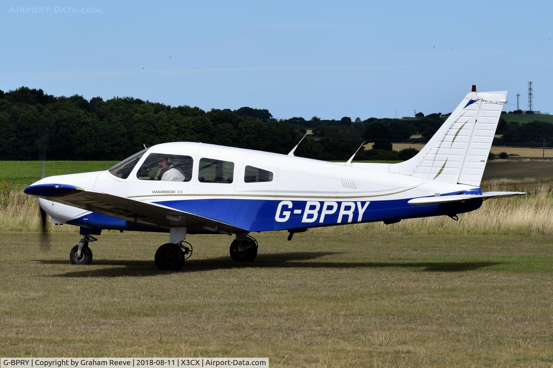 G-BPRY, 1984 Piper PA-28-161 Cherokee Warrior II C/N 28-8416120, Departing from Northrepps.