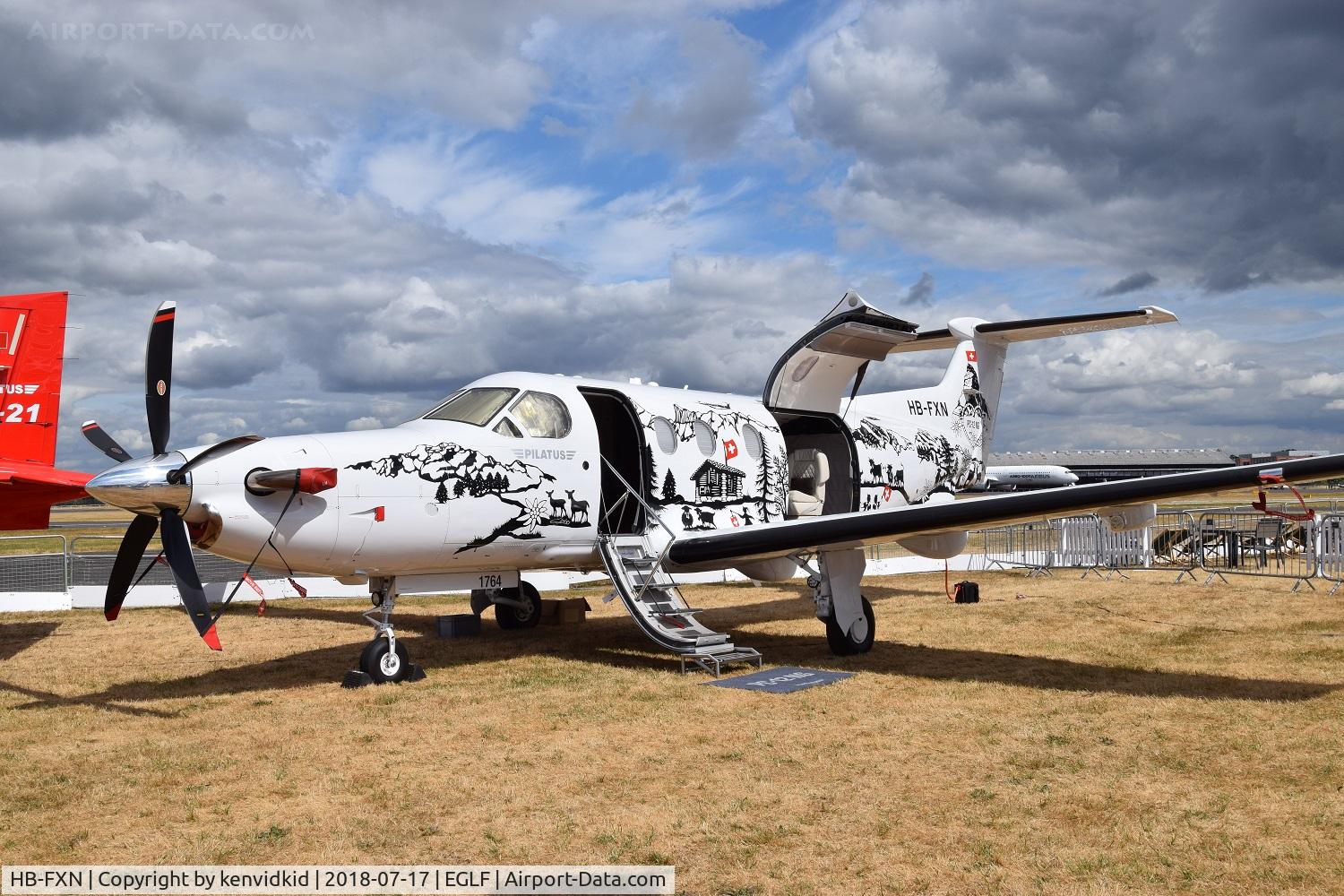 HB-FXN, 2017 Pilatus PC-12/47E C/N 1764, On static display at FIA 2018.
