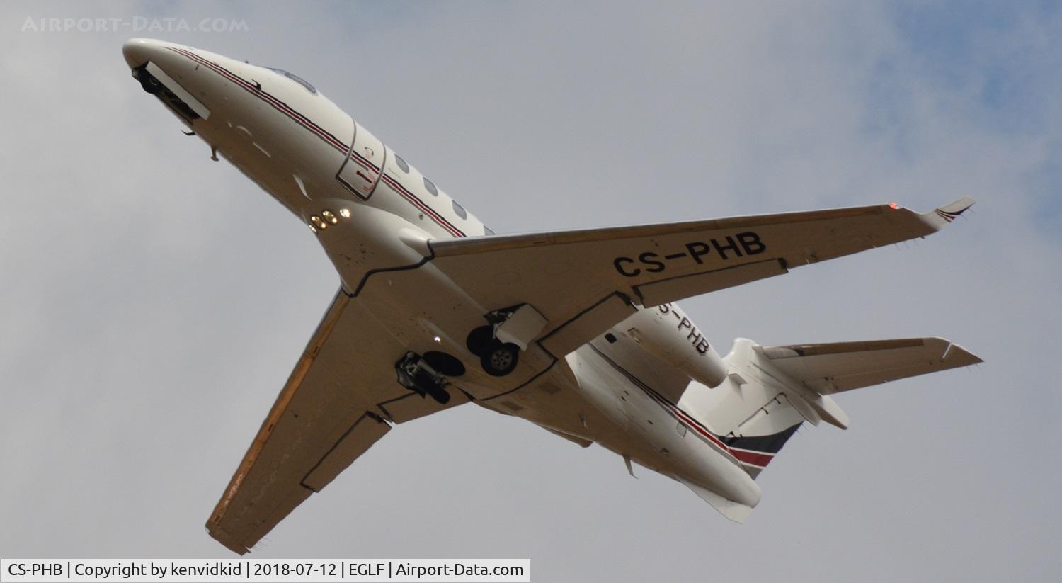 CS-PHB, 2014 Embraer EMB-505 Phenom 300 C/N 50500209, Departing Farnborough.