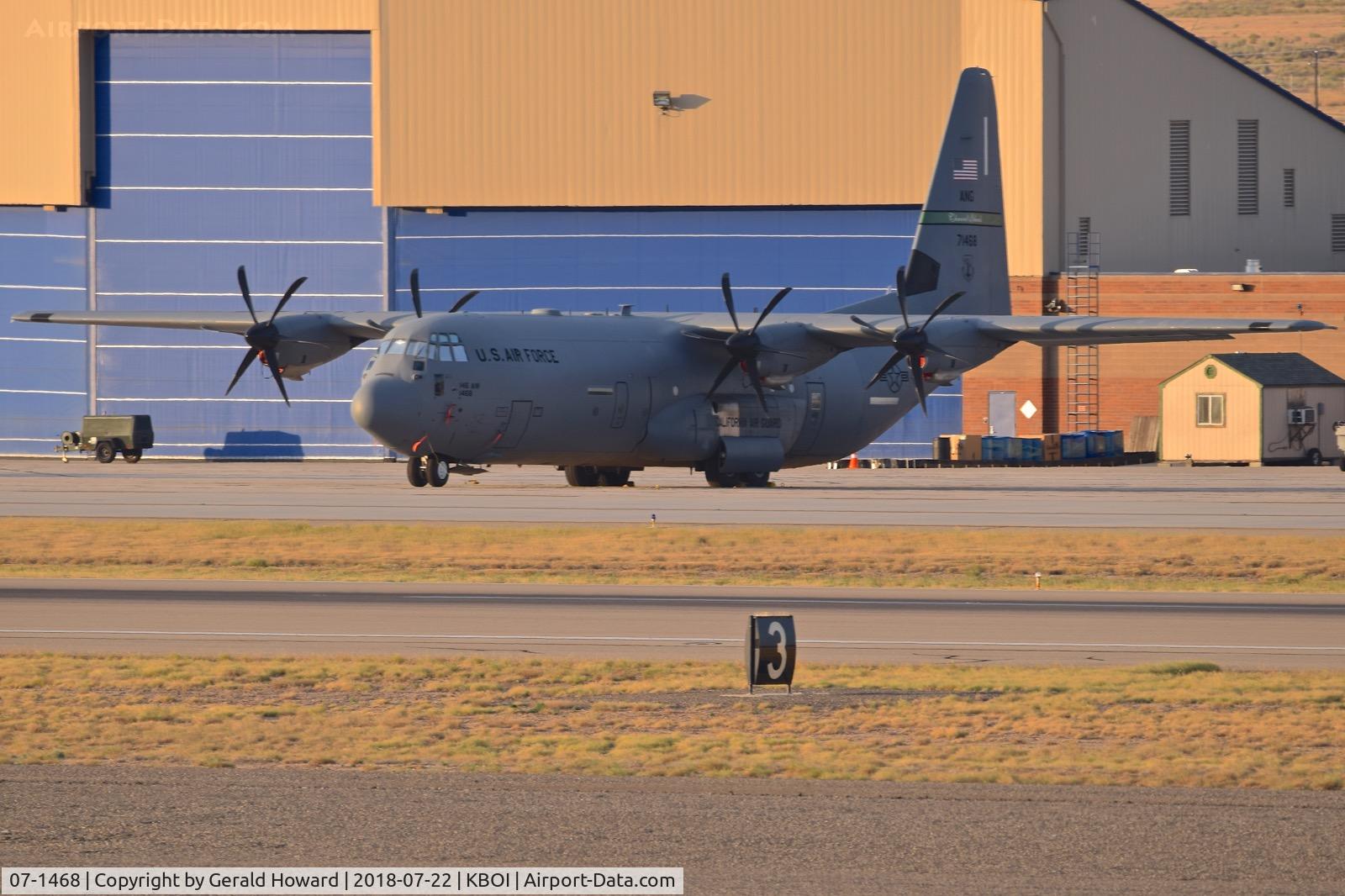 07-1468, 2008 Lockheed Martin C-130J-30 Super Hercules C/N 382-5594, Parked in the sunrise glow on the Idaho ANG ramp. 146th Air Wing, California ANG.
