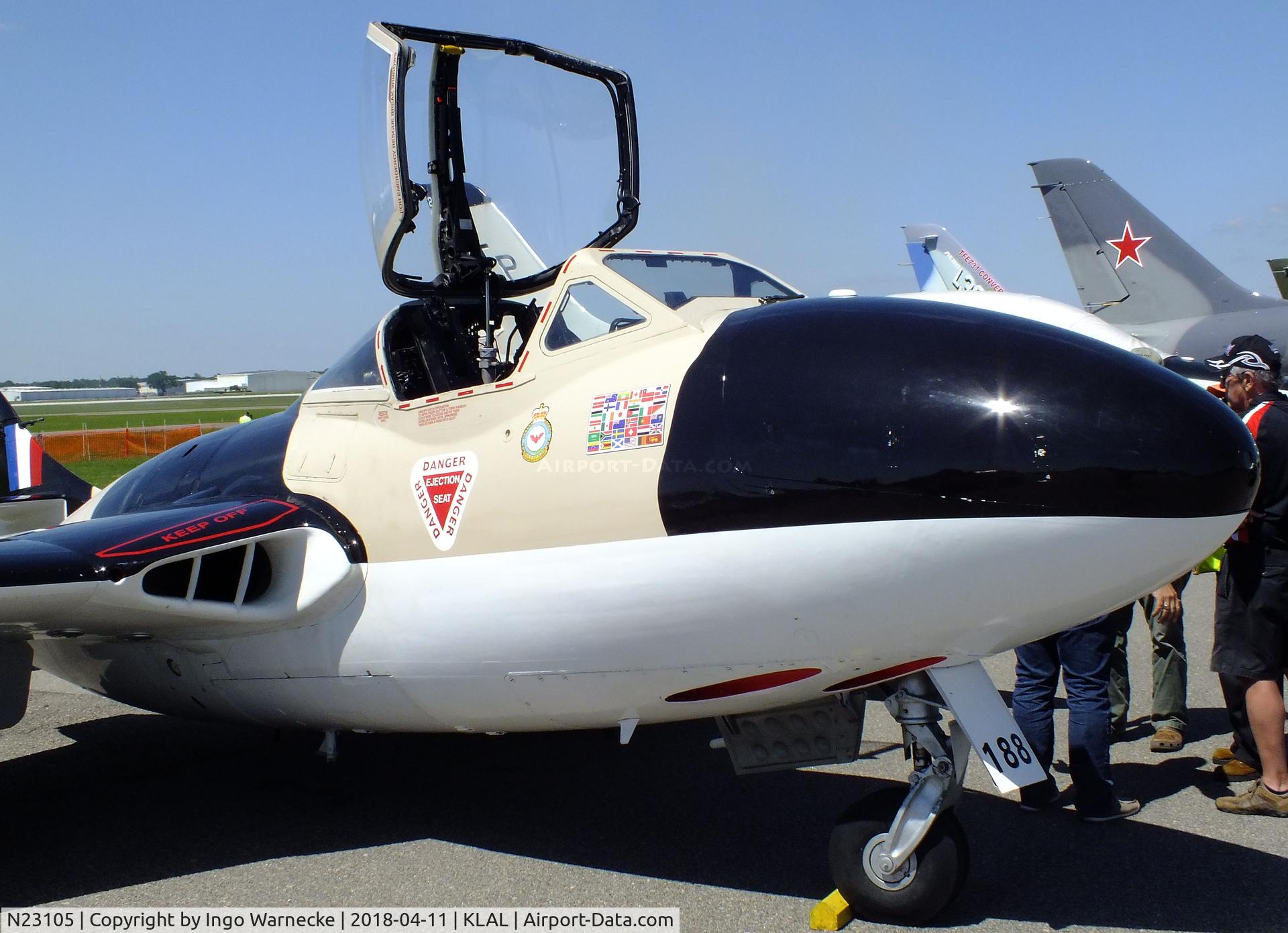 N23105, 1959 De Havilland (F+W Emmen) Vampire T55 (DH-115) C/N 982, De Havilland (EFW) D.H.115 Vampire T55 at 2018 Sun 'n Fun, Lakeland FL