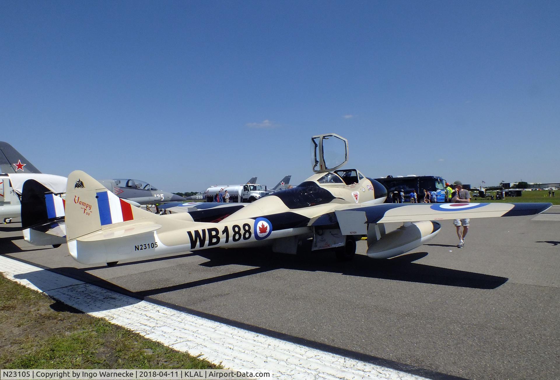 N23105, 1959 De Havilland (F+W Emmen) Vampire T55 (DH-115) C/N 982, De Havilland (EFW) D.H.115 Vampire T55 at 2018 Sun 'n Fun, Lakeland FL