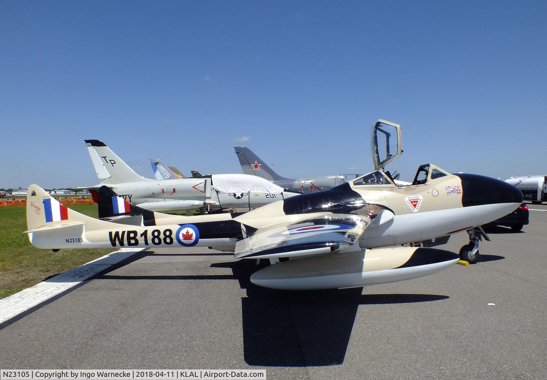 N23105, 1959 De Havilland (F+W Emmen) Vampire T55 (DH-115) C/N 982, De Havilland (EFW) D.H.115 Vampire T55 at 2018 Sun 'n Fun, Lakeland FL