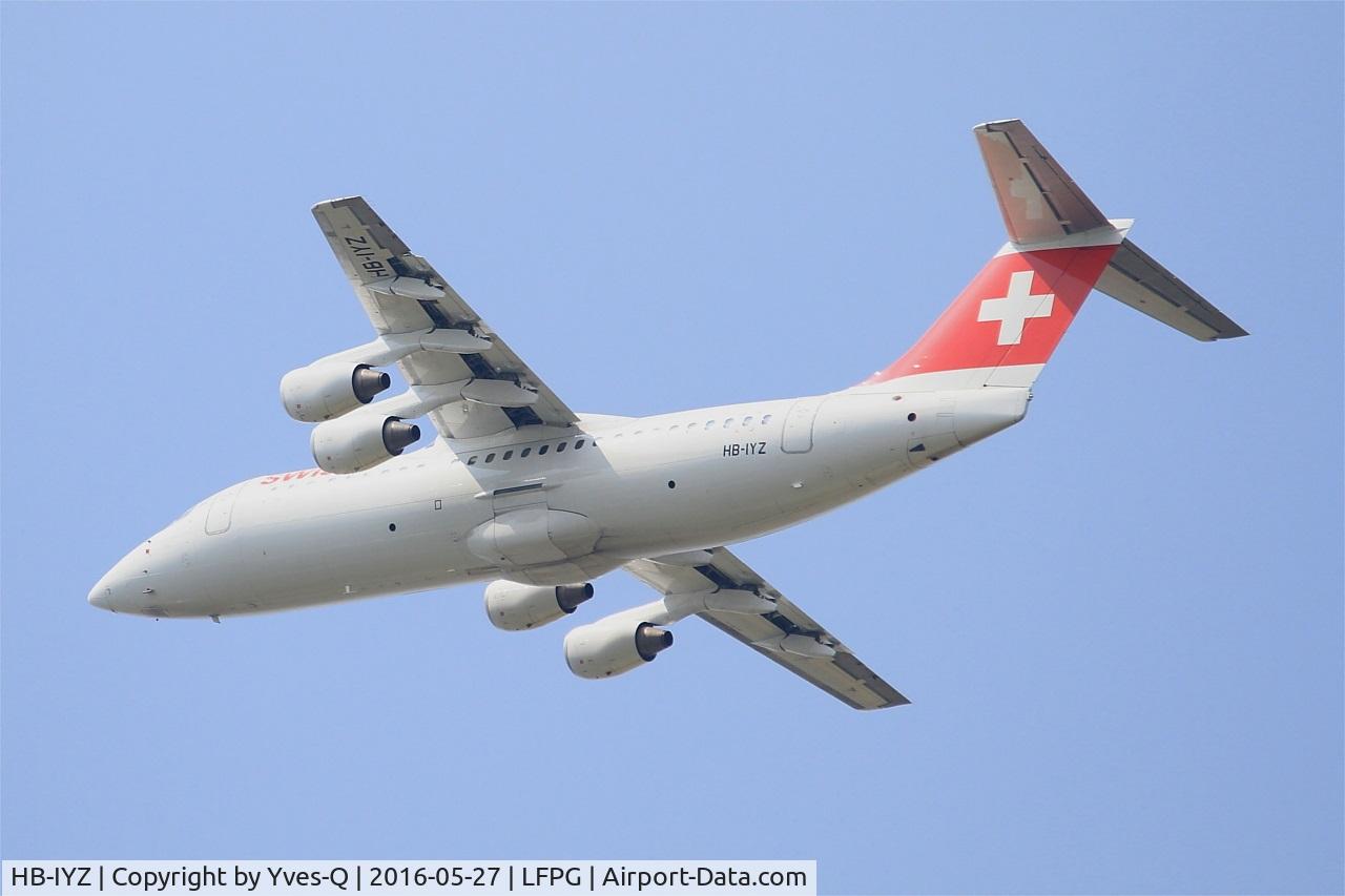 HB-IYZ, 1998 British Aerospace Avro 146-RJ100 C/N 0338, British Aerospace RJ100, Take off rwy 27L, Roissy Charles De Gaulle airport (LFPG-CDG)