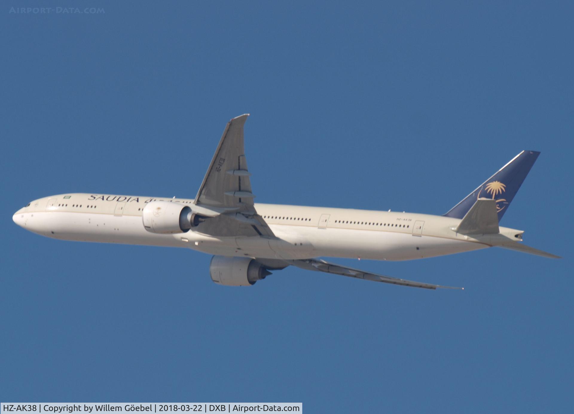 HZ-AK38, 2016 Boeing 777-3FG(ER) C/N 61597, Take off from DUBAI INTERNATIONAL Airport